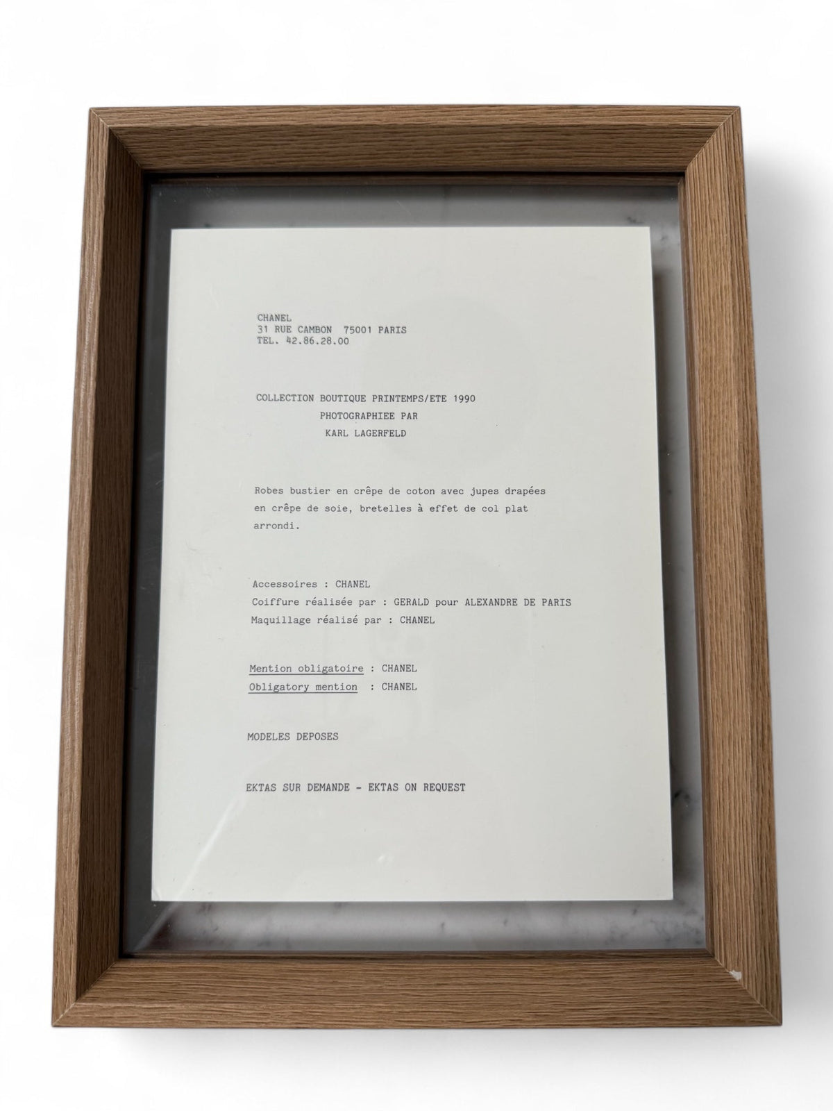 Chanel Set of Six Framed Original Black and White Marketing Prints from 1990
