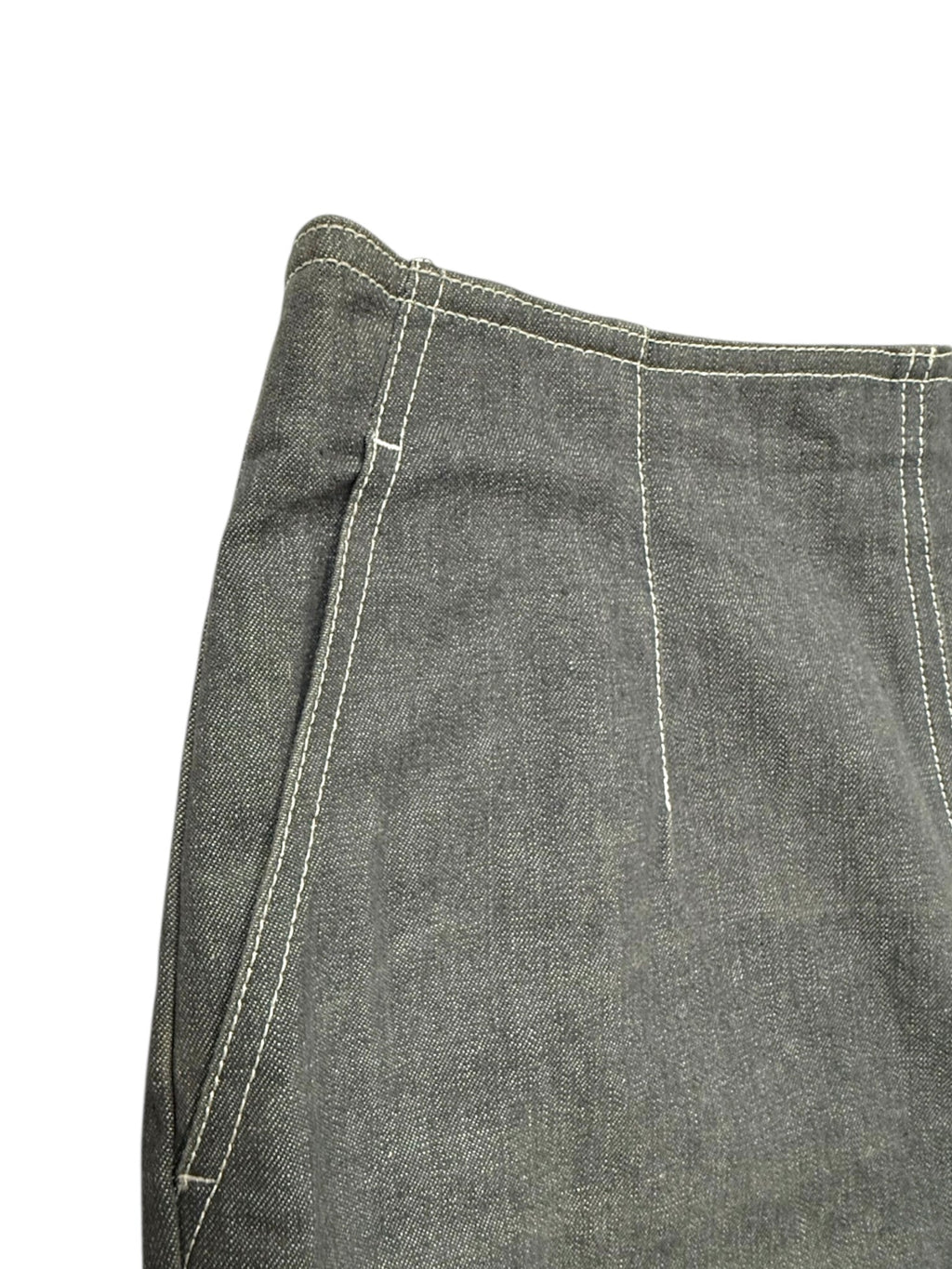 Chanel Grey Crystal CC Logo Flared Cargo Denim Jeans