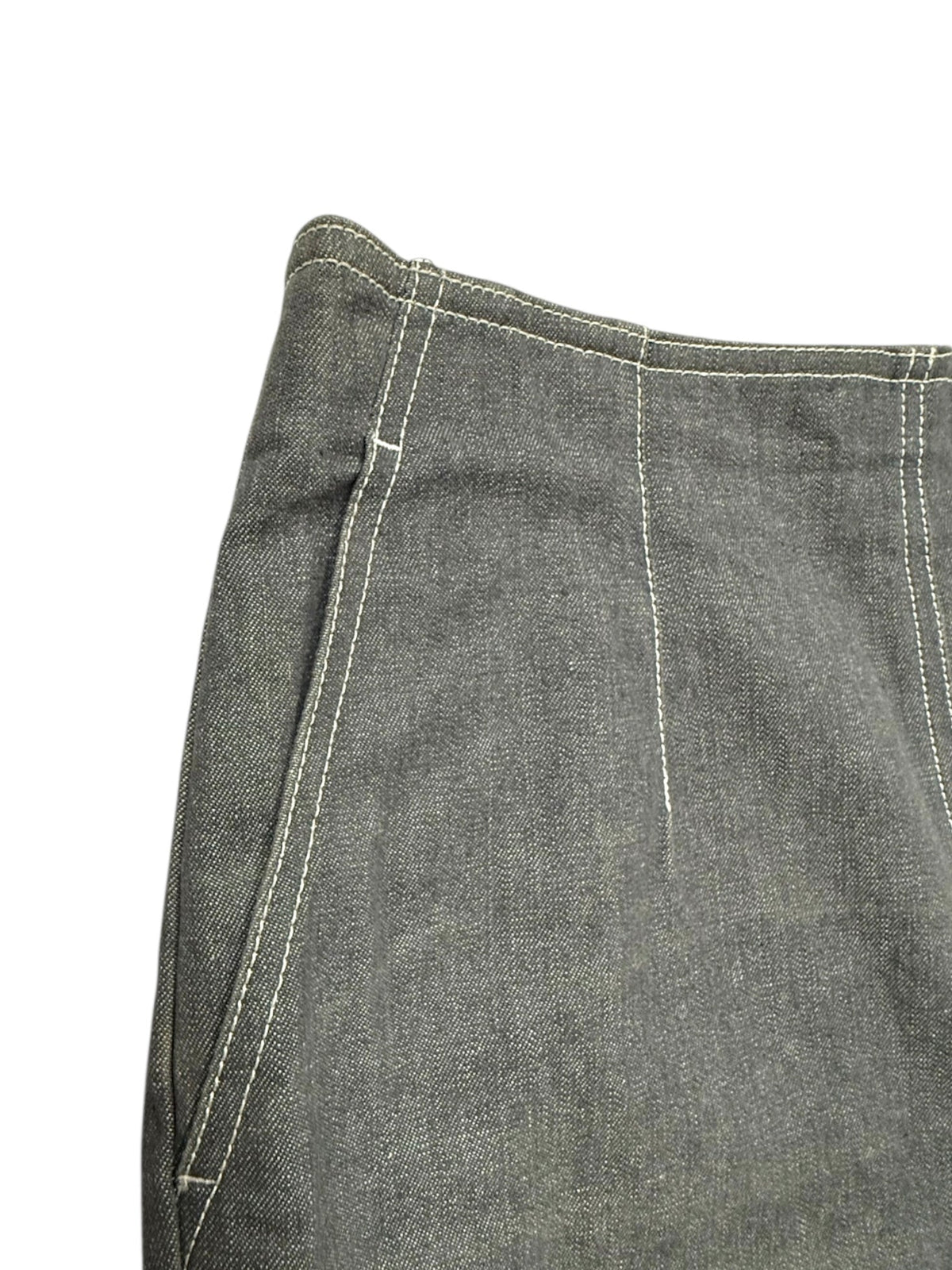 Chanel Grey Crystal CC Logo Flared Cargo Denim Jeans