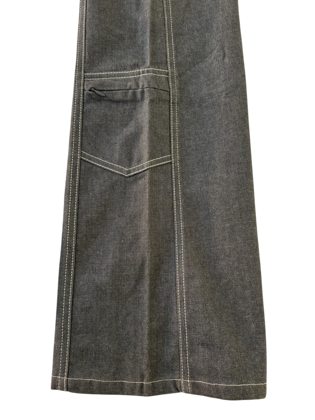 Chanel Grey Crystal CC Logo Flared Cargo Denim Jeans