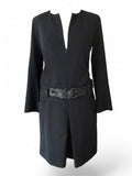 Chanel Black Wool Dress with Thick Embossed Belt