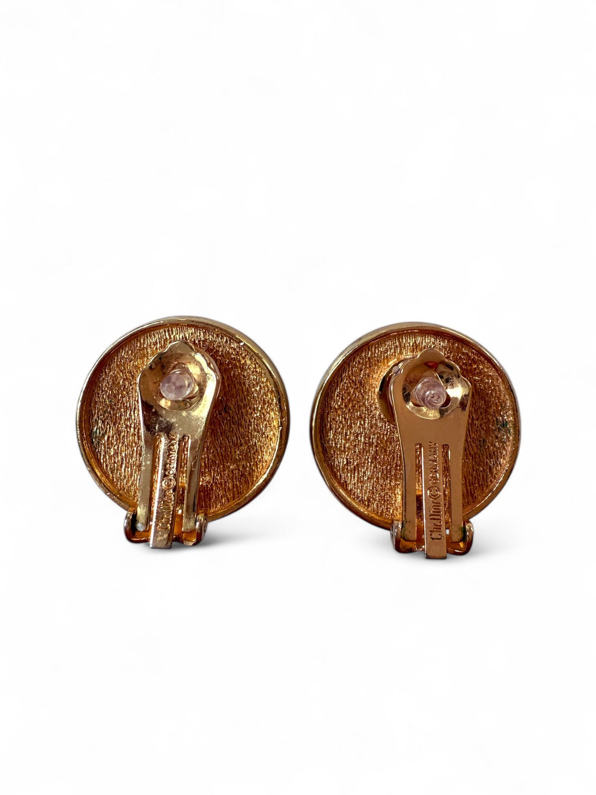 Dior Gold Plated Monogram Clip On Earrings