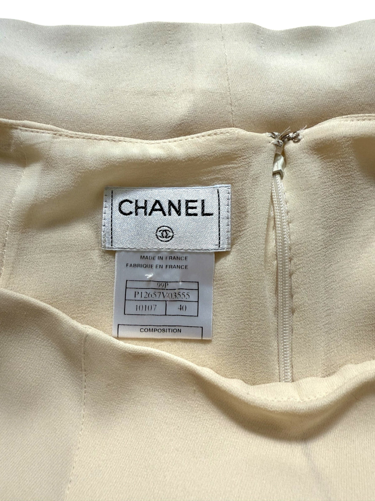 Chanel Cream Midi Silk Skirt with Pleats