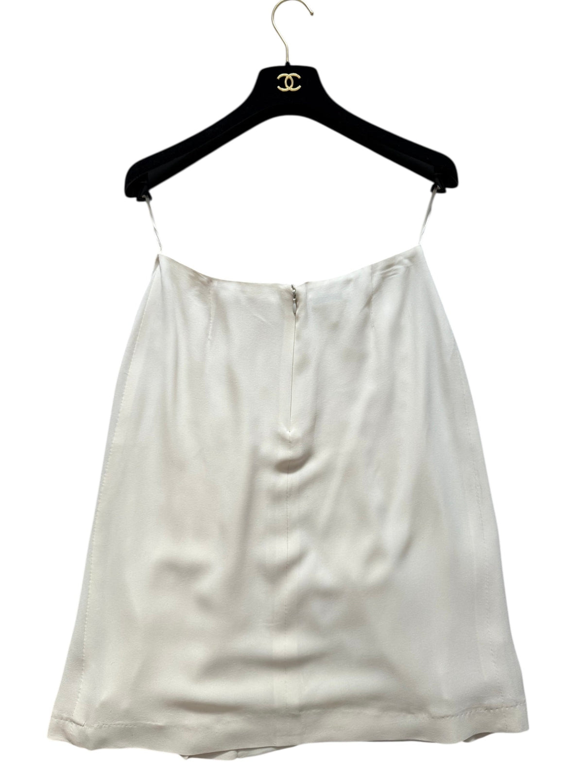 Chanel Cream Midi Silk Skirt with Pleats