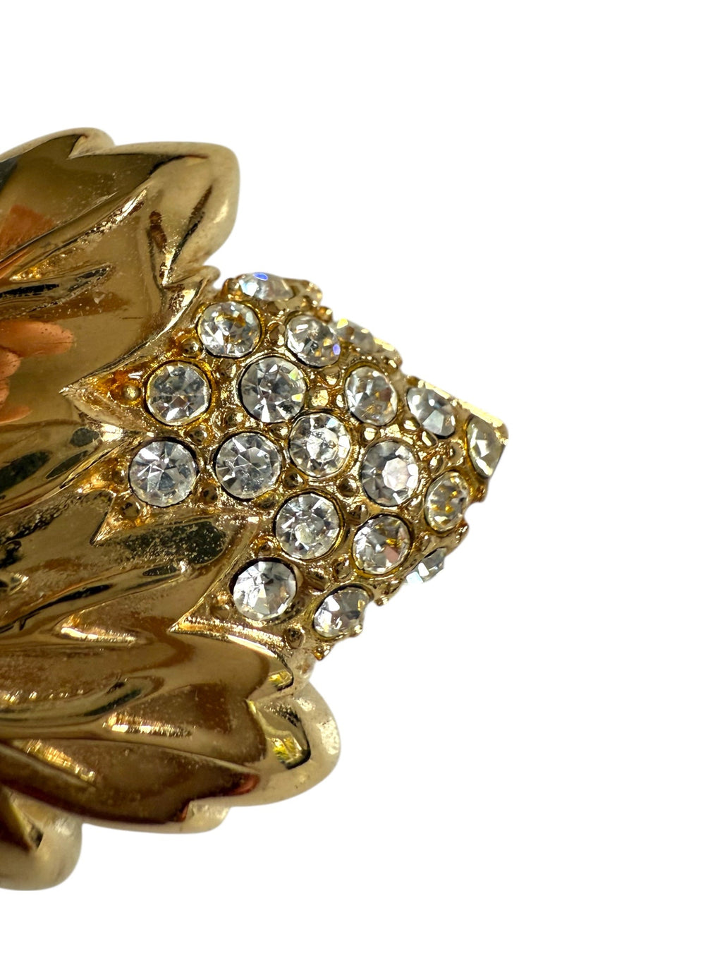 Givenchy Gold Plated Crystal Leaf Design Brooch