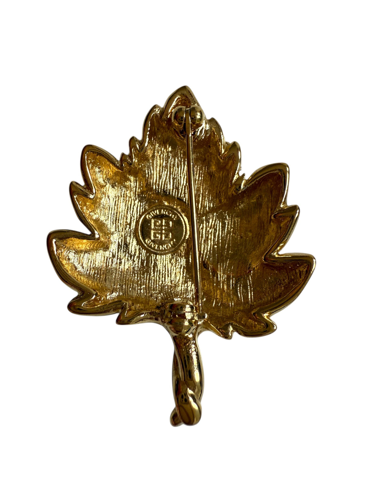 Givenchy Gold Plated Crystal Leaf Design Brooch