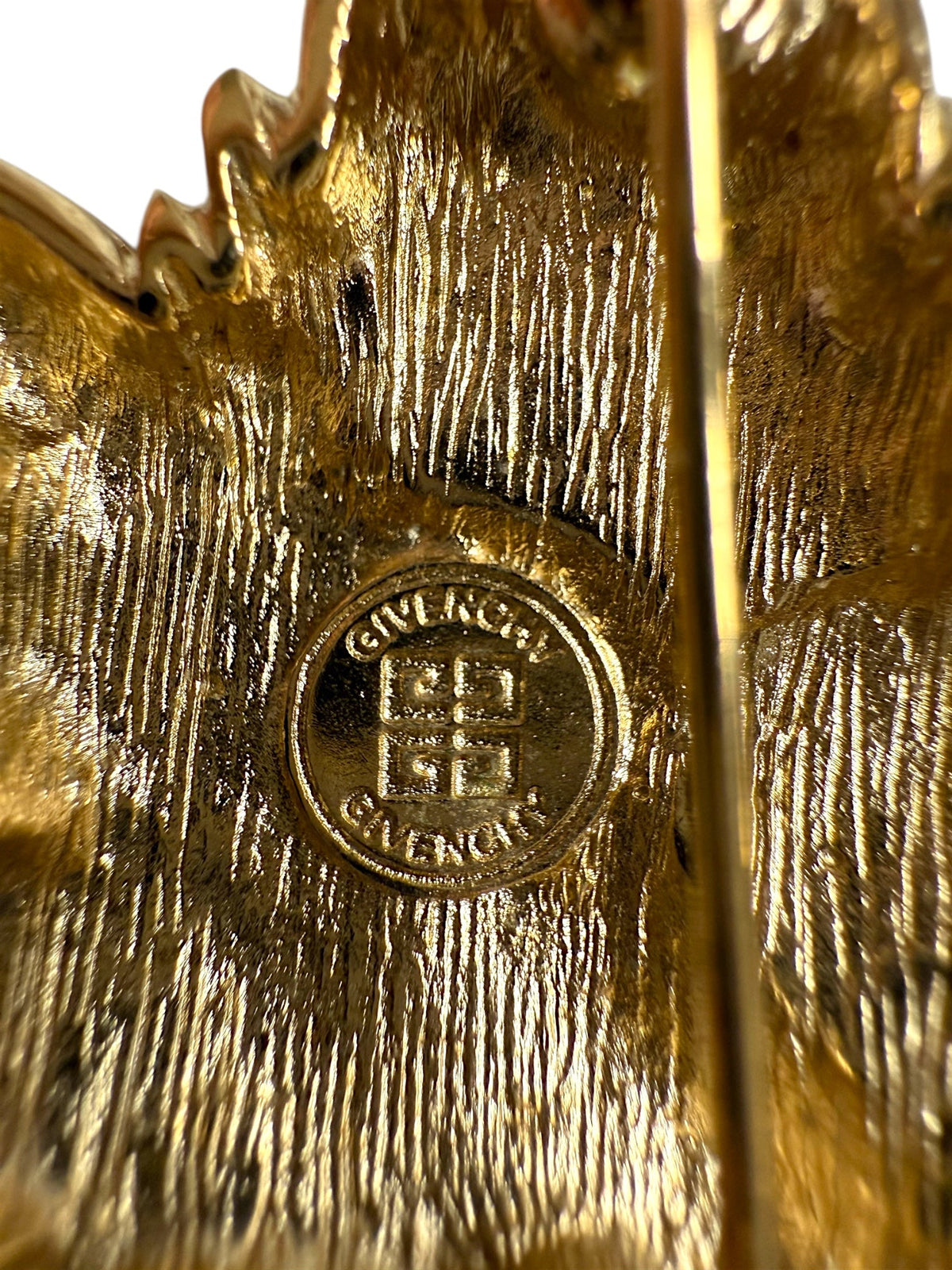 Givenchy Gold Plated Crystal Leaf Design Brooch