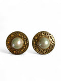 Dior Gold Plated Faux Pearl CD Logo Clip On Earrings