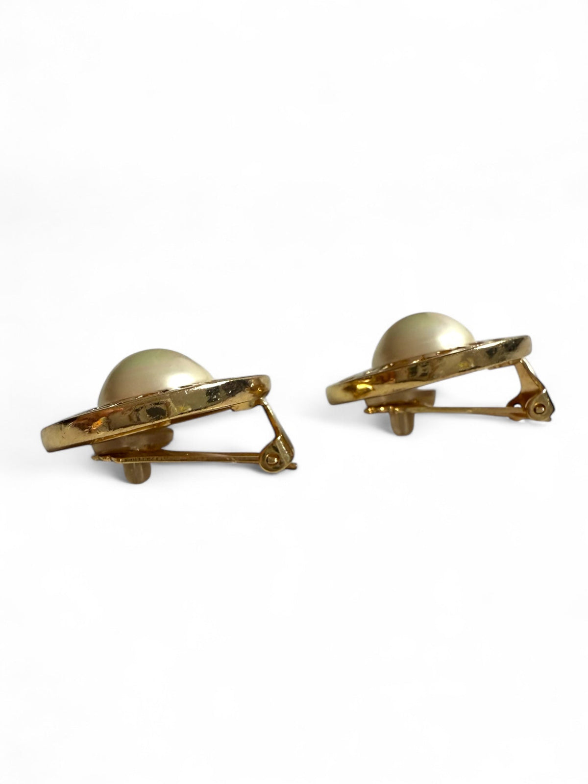 Dior Gold Plated Faux Pearl CD Logo Clip On Earrings