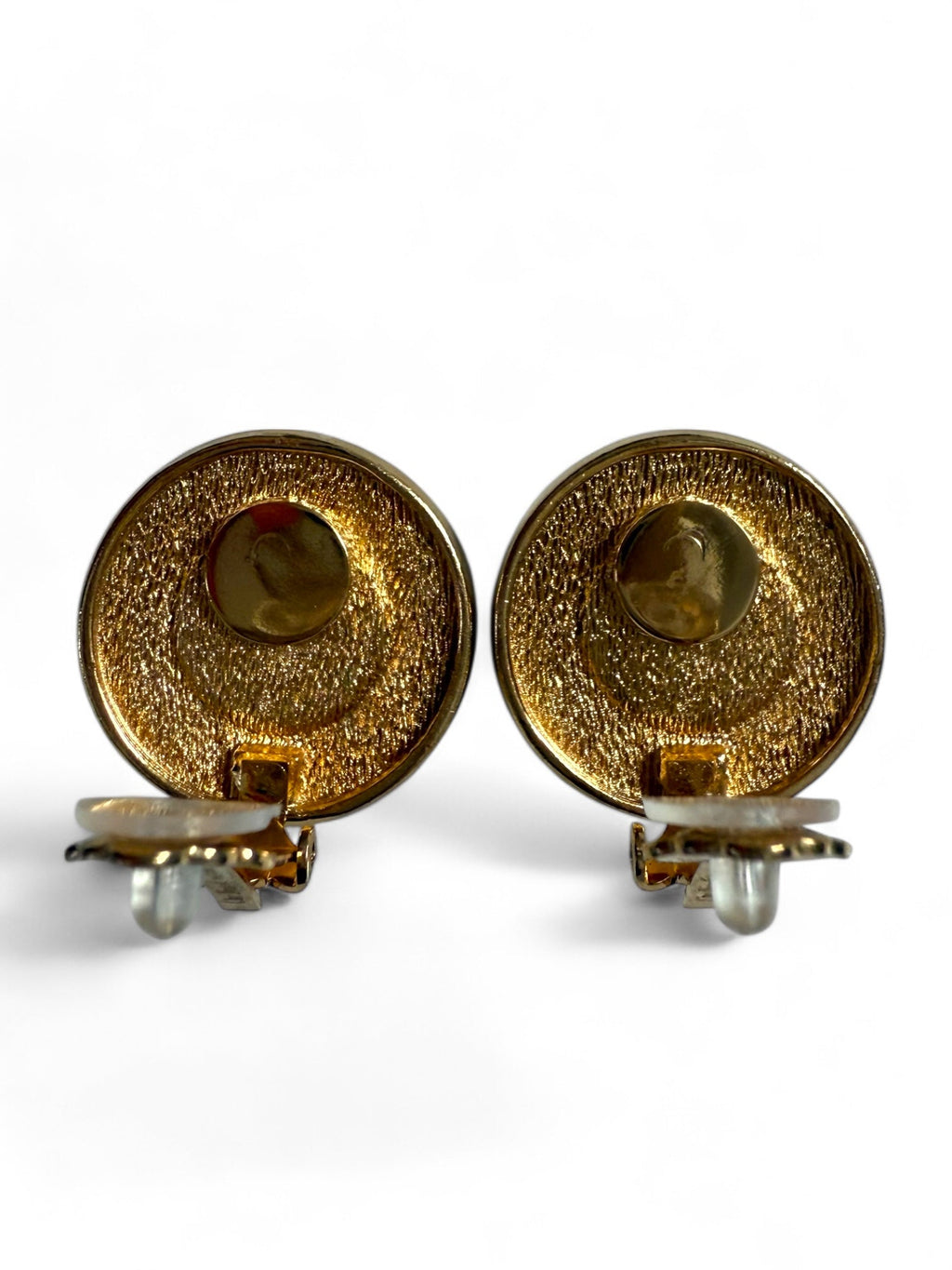 Dior Gold Plated Faux Pearl CD Logo Clip On Earrings