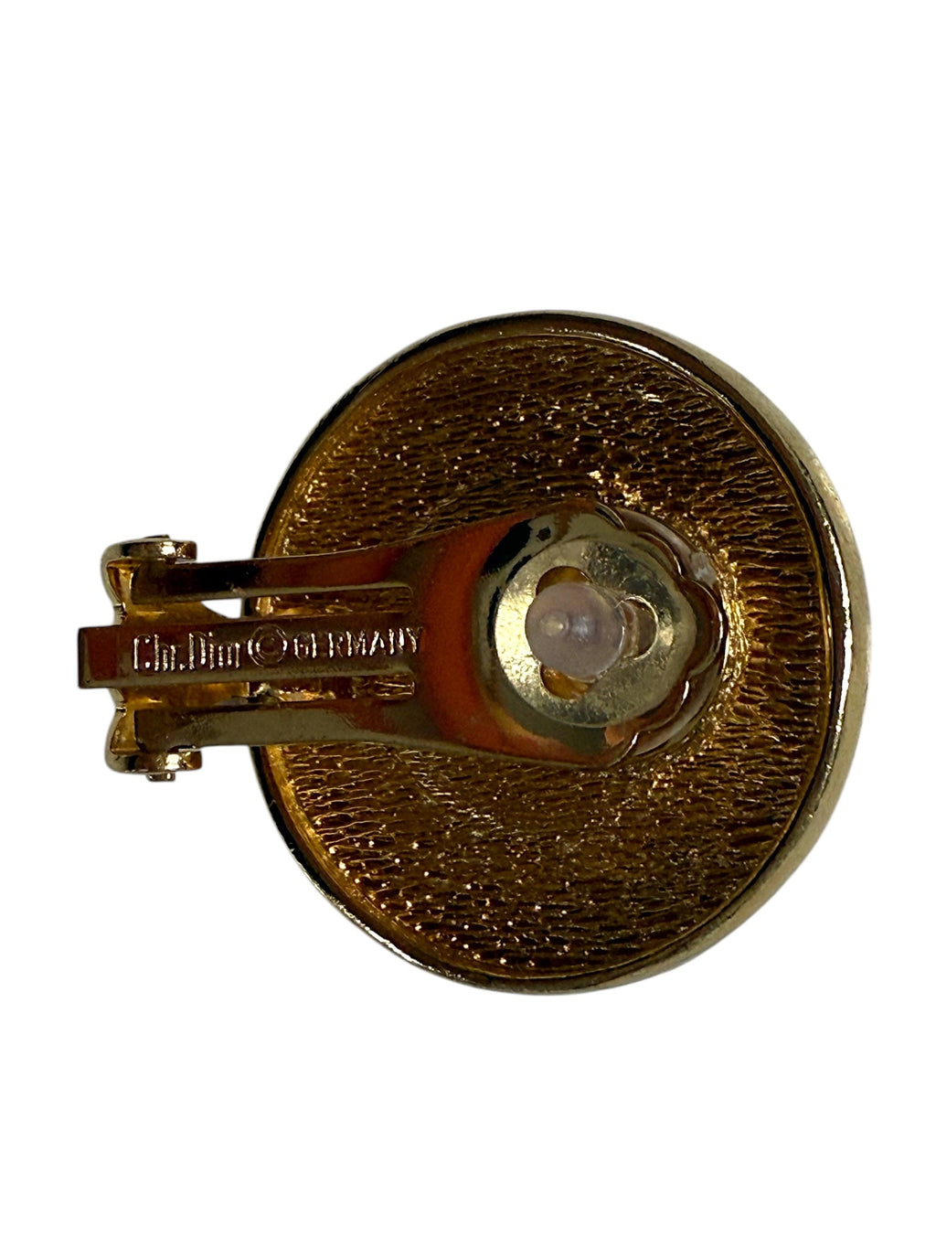 Dior Gold Plated Faux Pearl CD Logo Clip On Earrings