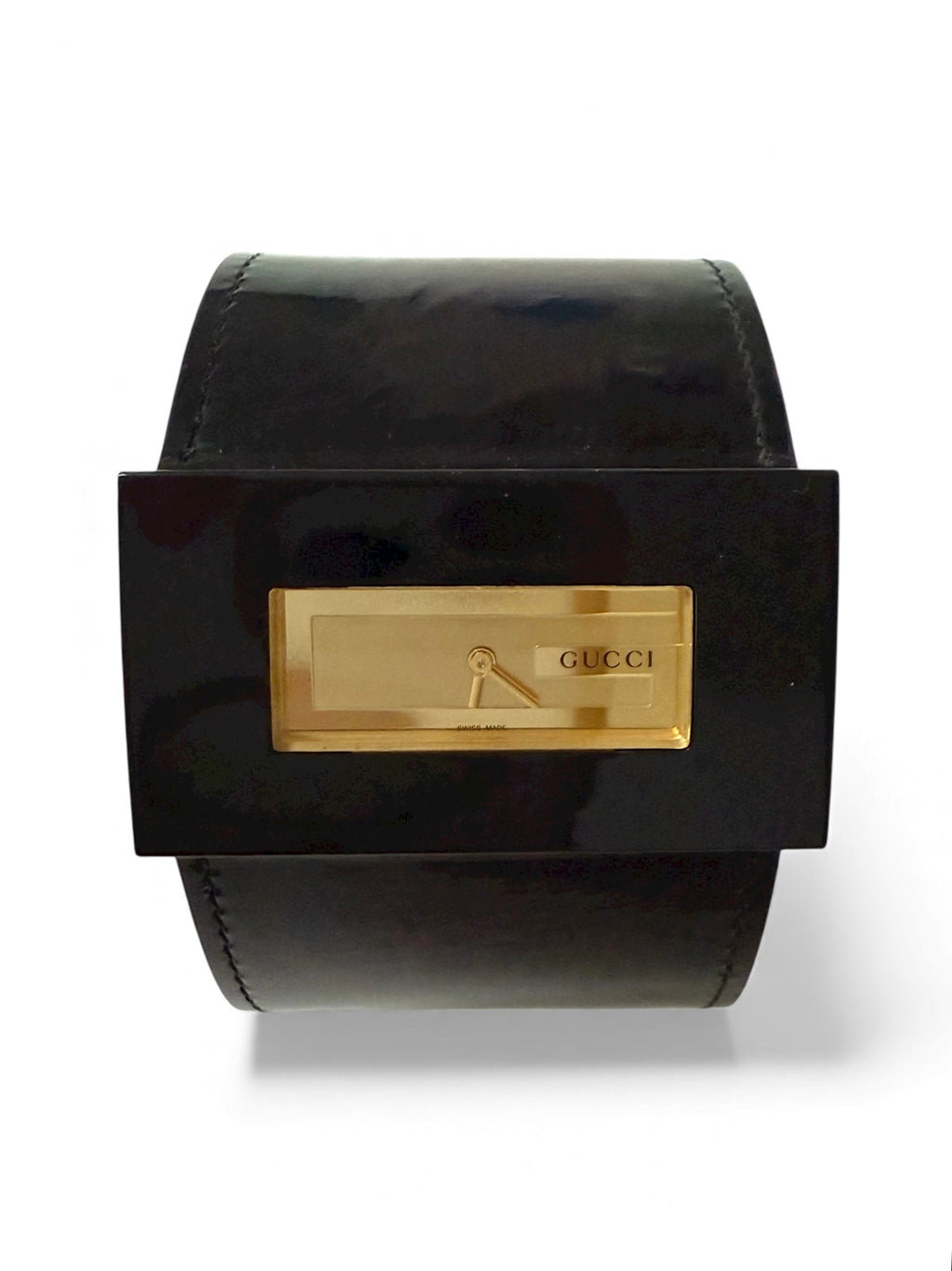 Gucci Black Strap and Gold Dial Minimalist Style Watch