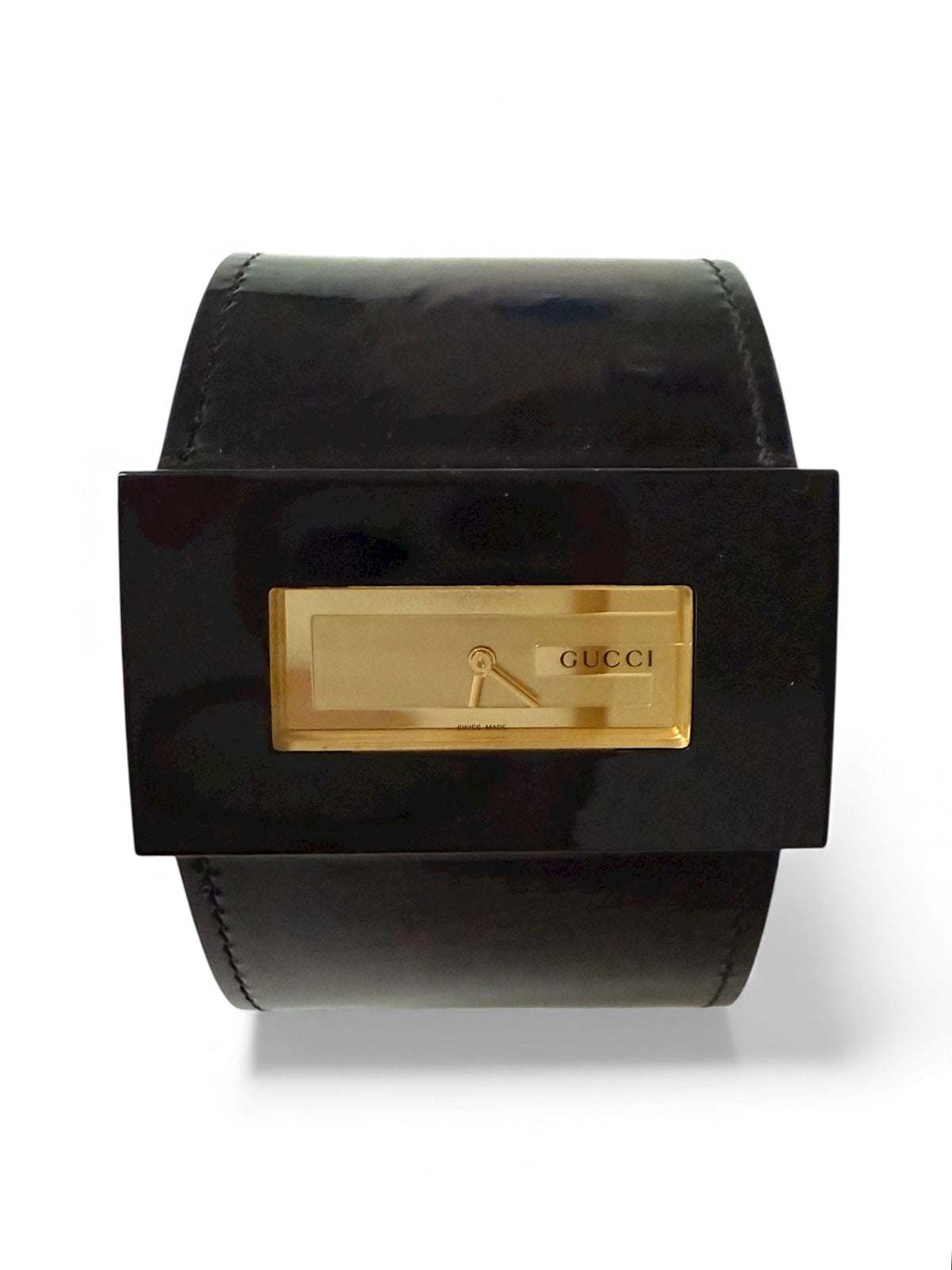 Gucci Black Strap and Gold Dial Minimalist Style Watch