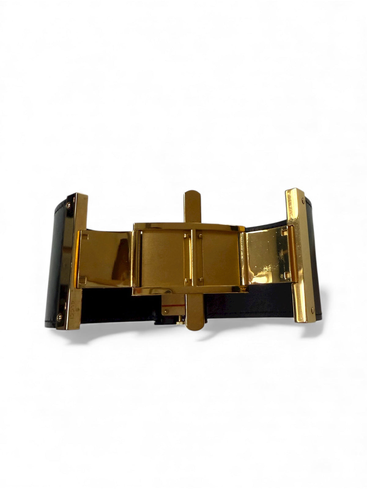 Gucci Black Strap and Gold Dial Minimalist Style Watch