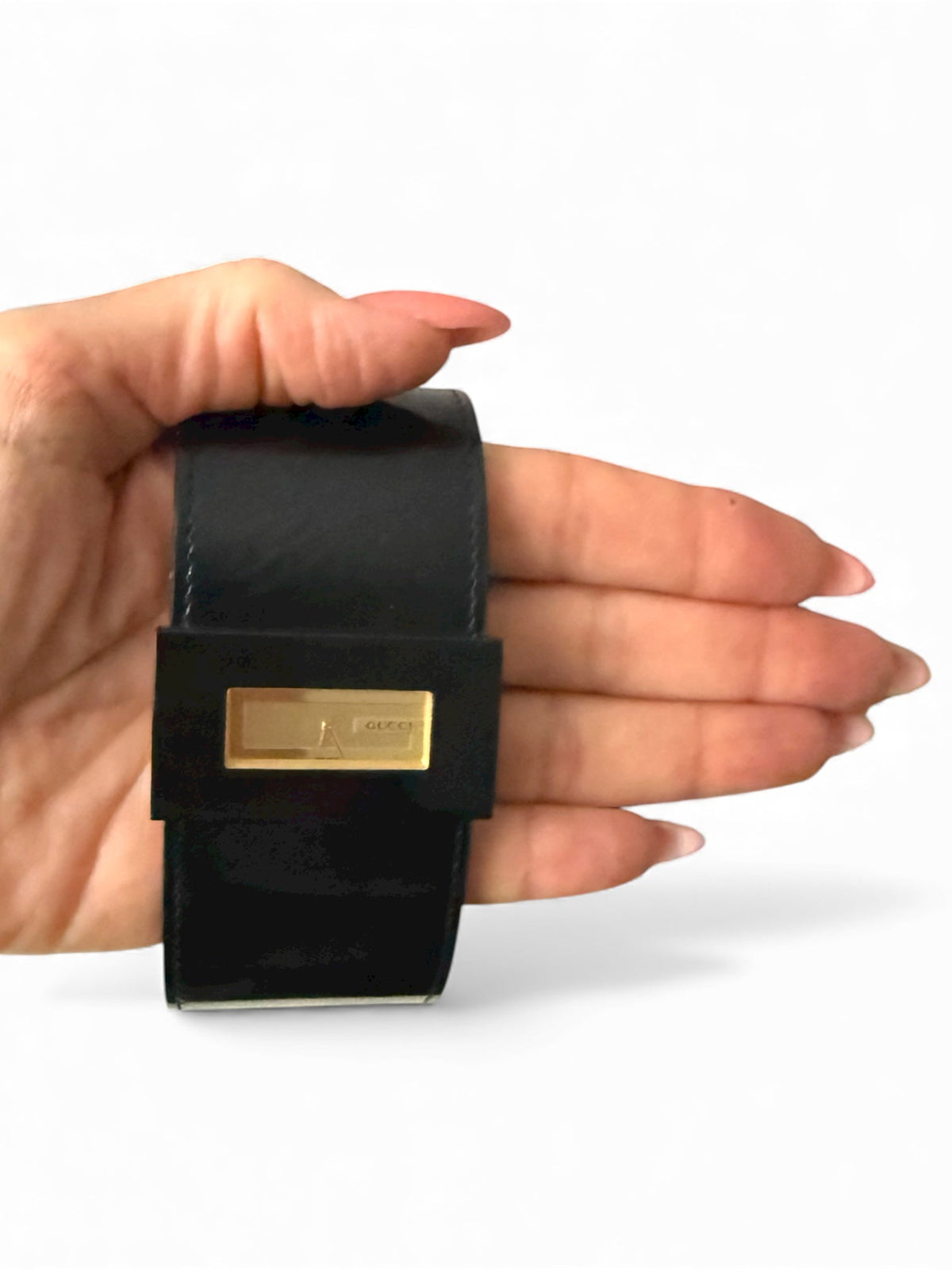 Gucci Black Strap and Gold Dial Minimalist Style Watch