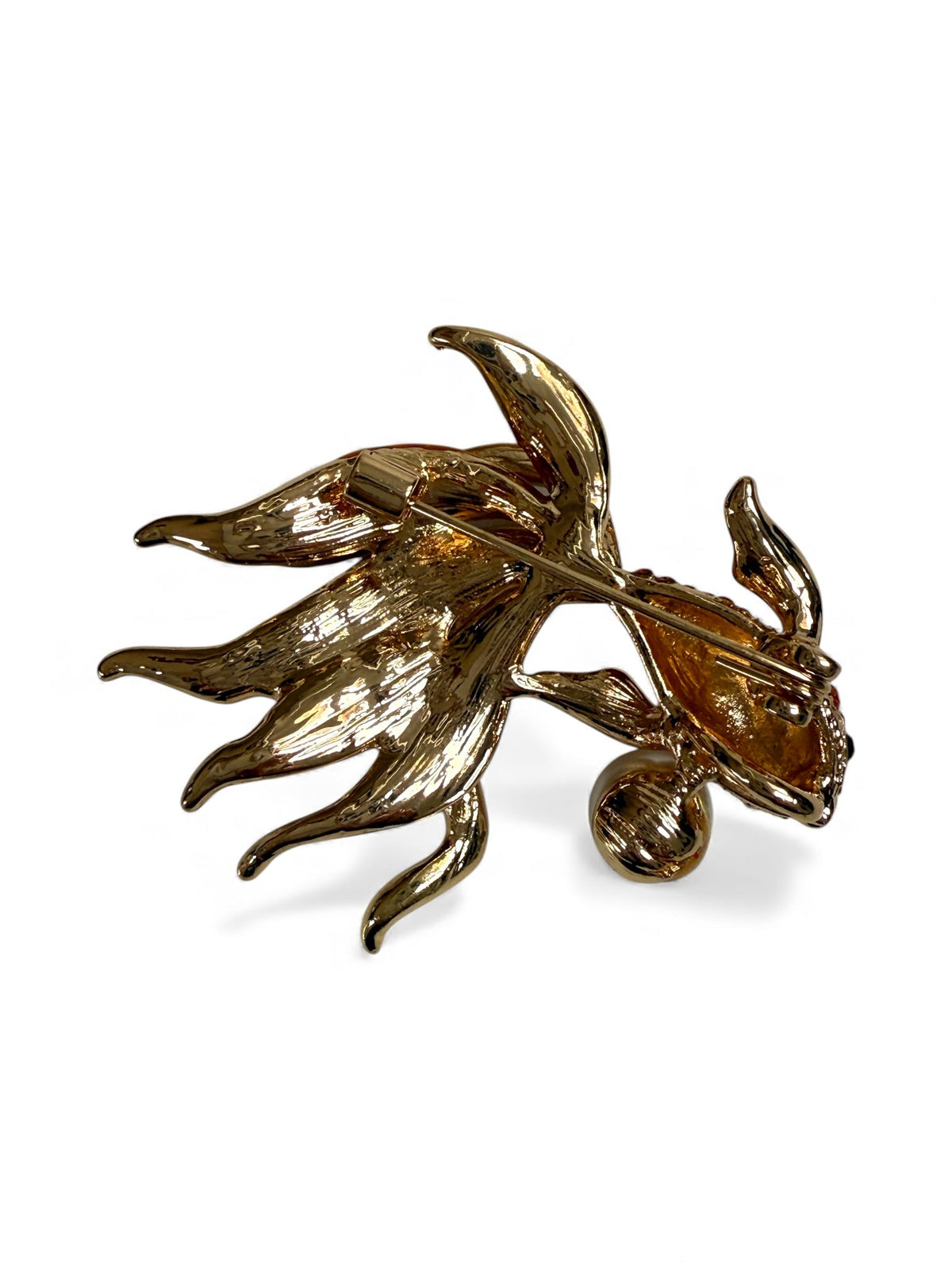 Unsigned Gold Tone Goldfish Design Brooch