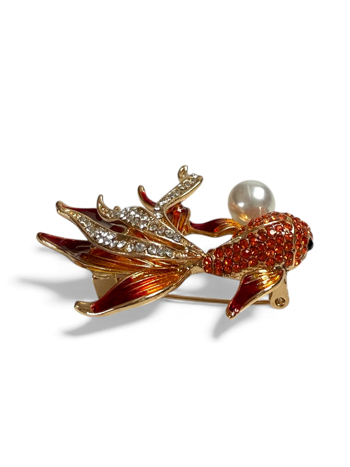 Unsigned Gold Tone Goldfish Design Brooch