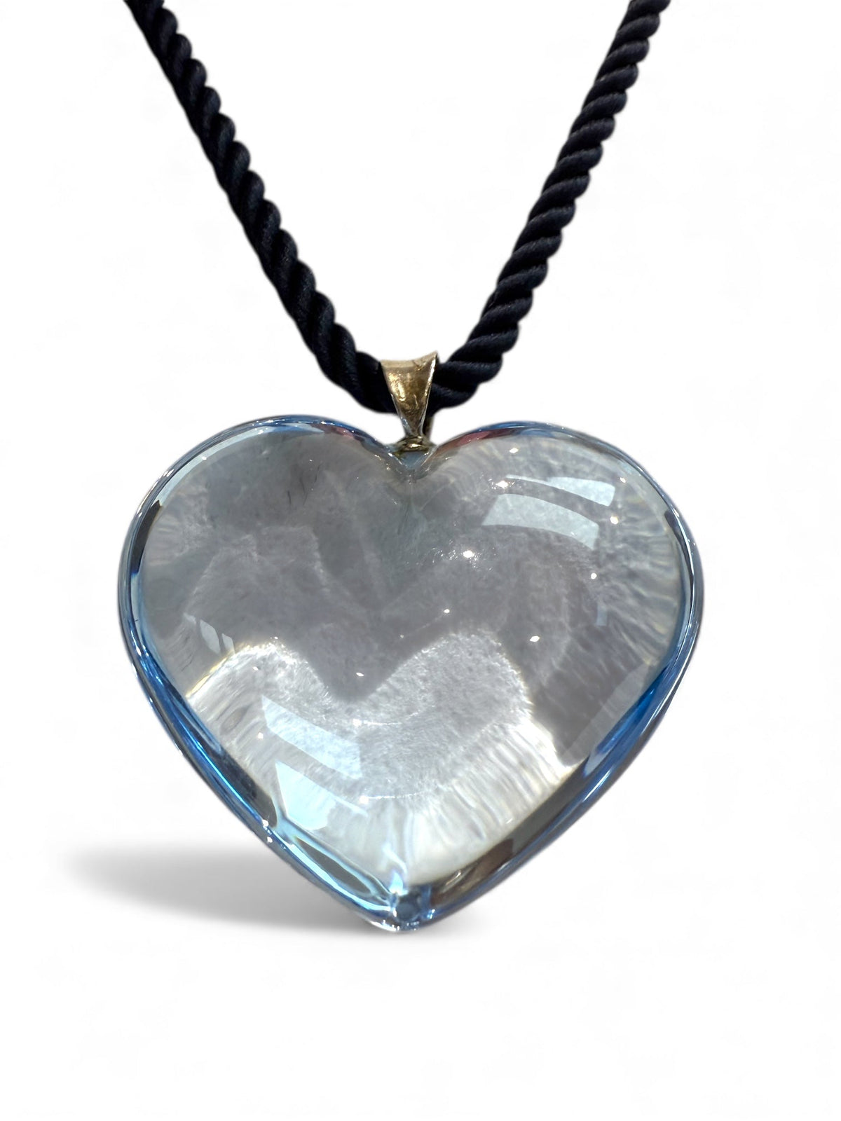 Baccarat Pale Blue Crystal Heart Shaped Pendant Necklace