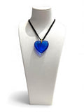 Baccarat Deep Blue Crystal Heart Shaped Pendant Necklace