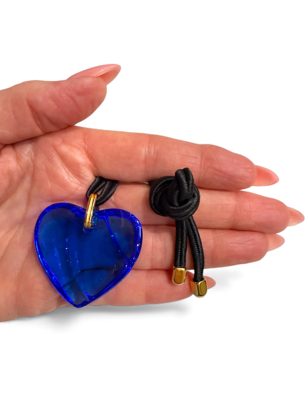 Baccarat Deep Blue Crystal Heart Shaped Pendant Necklace