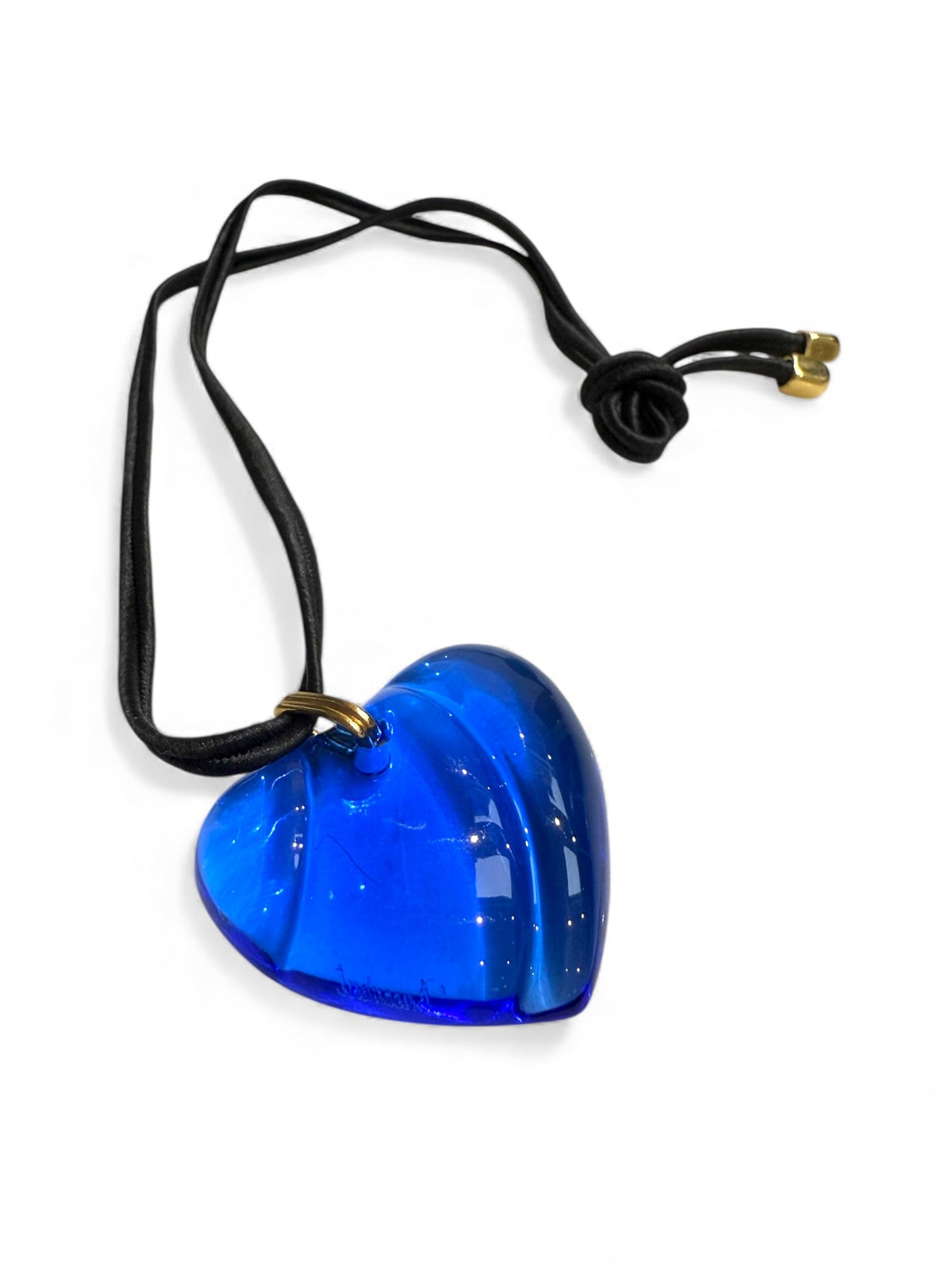 Baccarat Deep Blue Crystal Heart Shaped Pendant Necklace