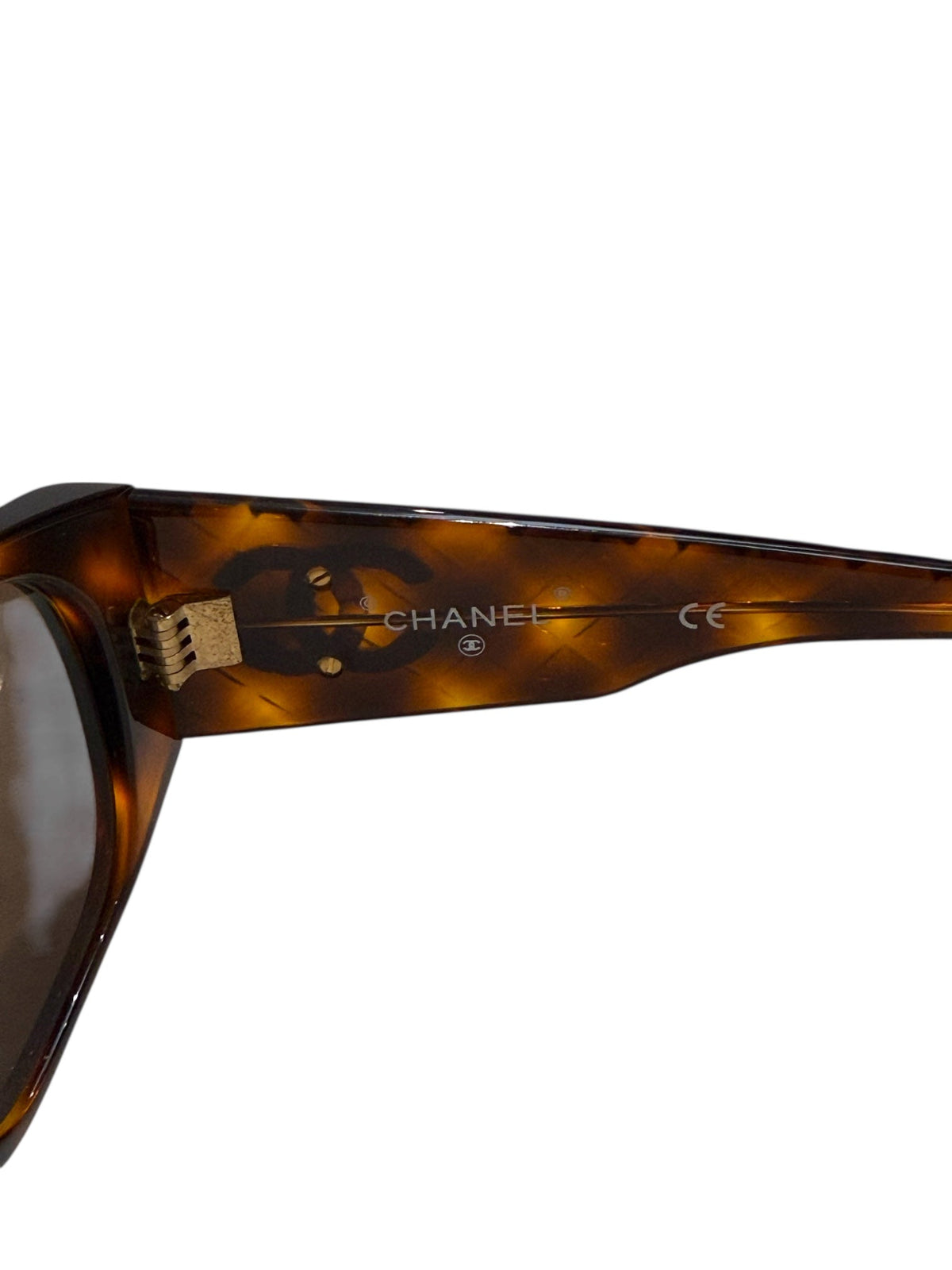 Chanel Matelassè “CC” Logo Tortoiseshell Effect Dark Brown Sunglasses