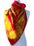 Chanel Red and Gold Chain Pattern Large Silk Scarf