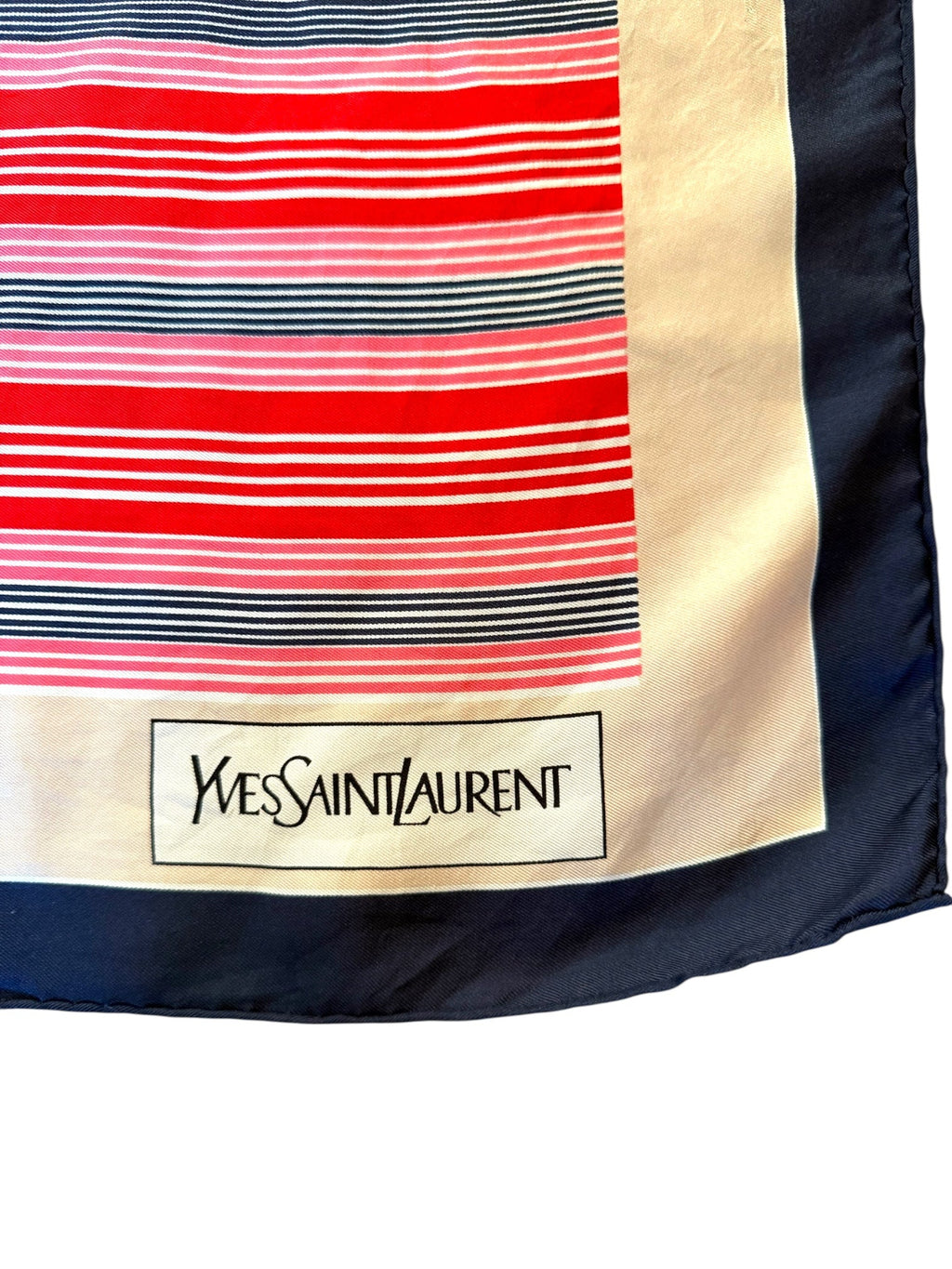 Yves Saint Laurent Red Pink White and Blue Striped Scarf