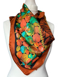 Paco Rabanne Orange Green and Brown Silk Scarf