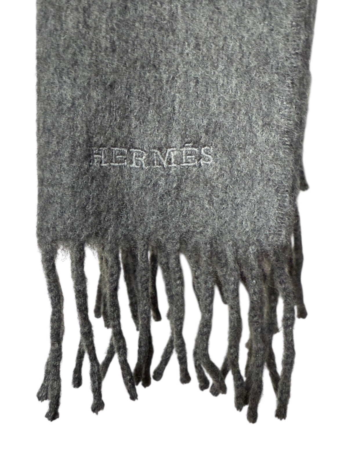 Hermès Anthracite Grey Long Cashmere and Silk Scarf