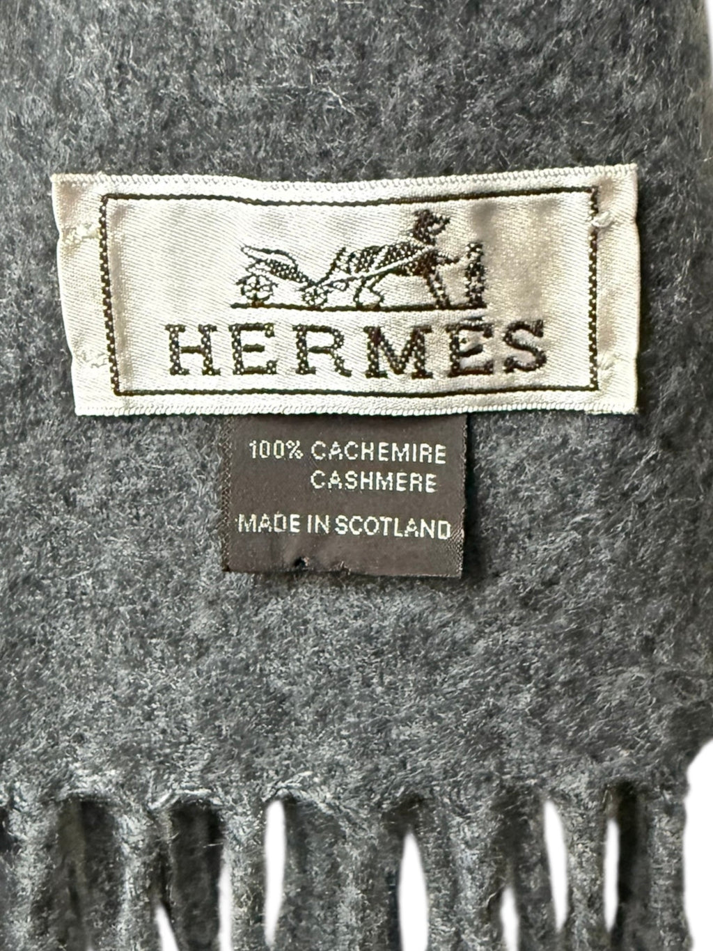 Hermès Anthracite Grey Long Cashmere and Silk Scarf