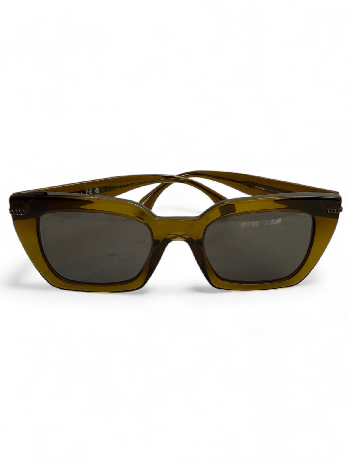 Chanel Square Shaped Olive Green Chain “CC” Logo Sunglasses