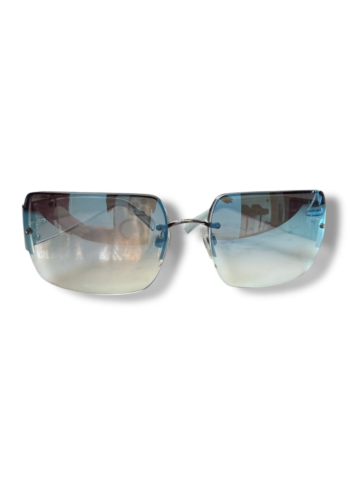 Chanel Iridescent Blue Tint and Crystal Sunglasses
