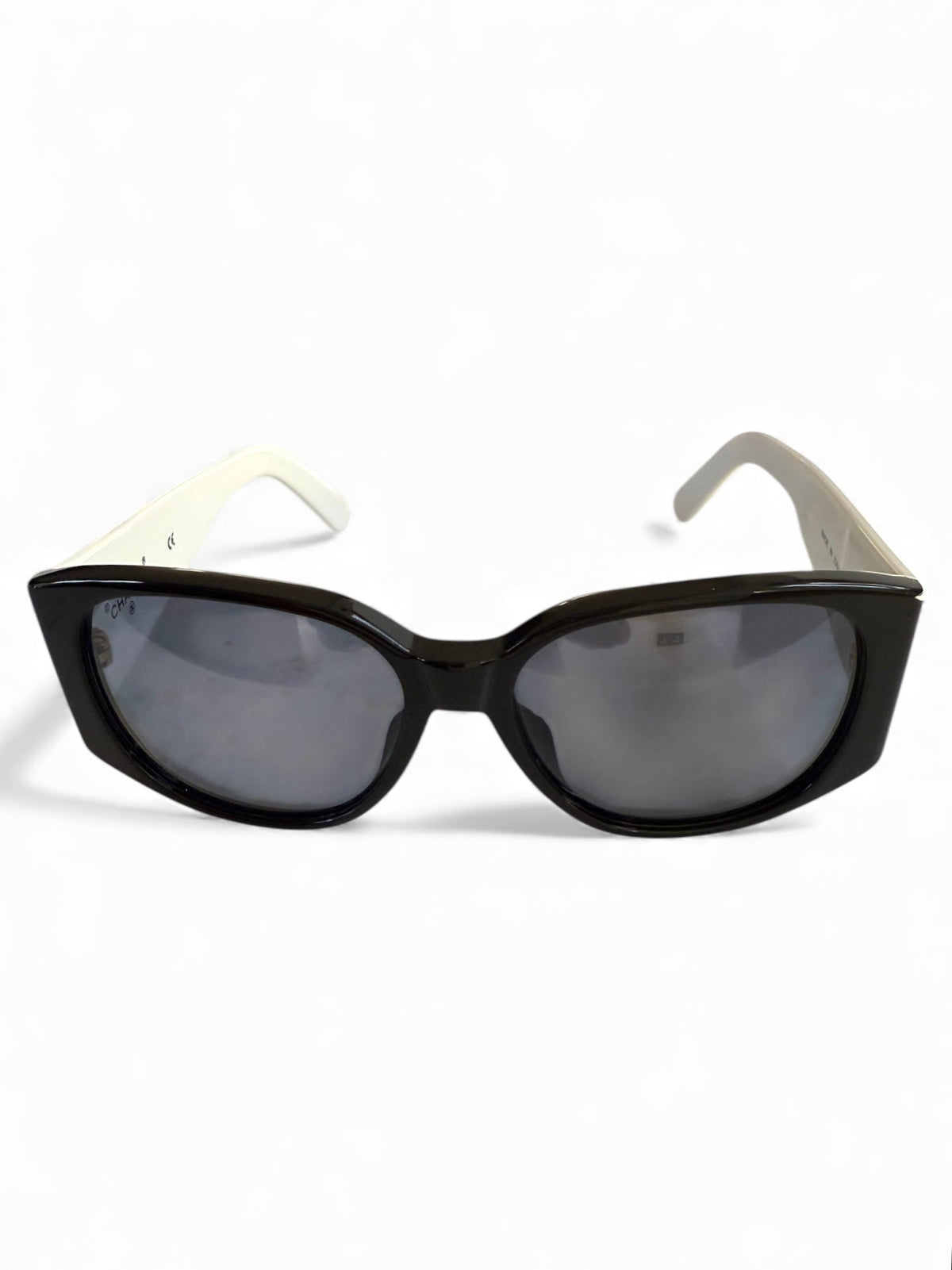 Chanel Black and White Sunglasses With Blue Tinted Lenses