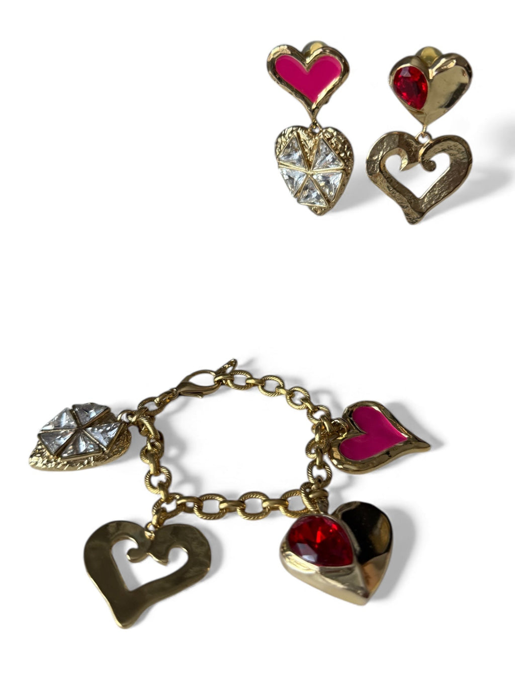 Lacroix Vintage Large Gold Plated “Atomic Heart” Charm Clip-On Earrings