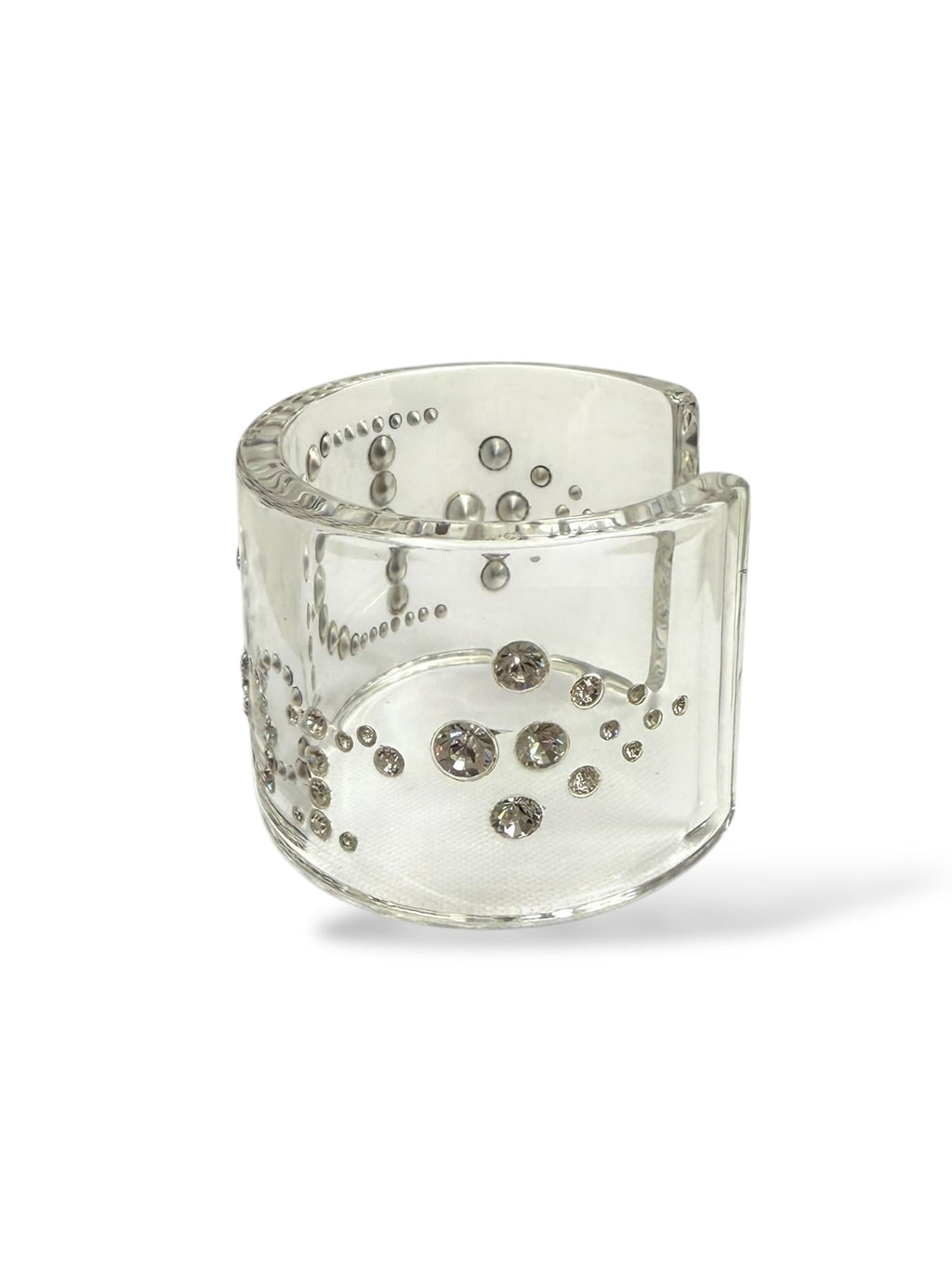 Dior Clear Resin Crystal Logo Cuff Bracelet