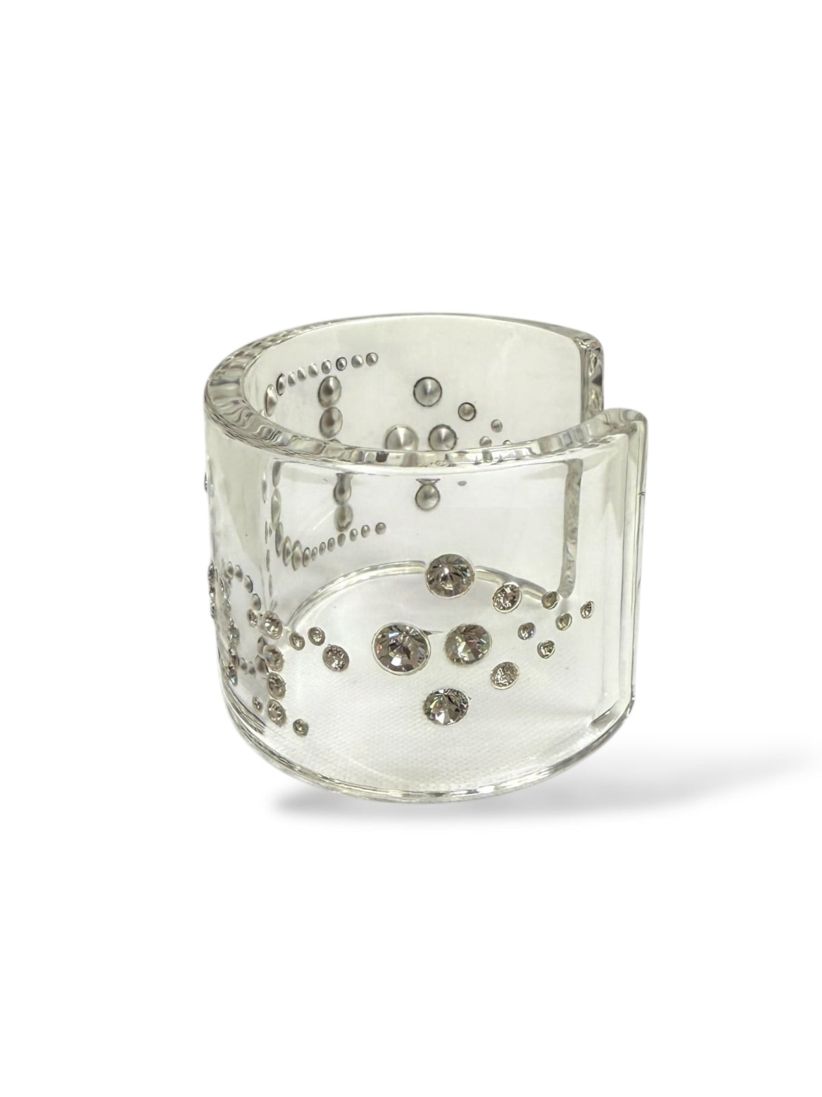 Dior Clear Resin Crystal Logo Cuff Bracelet