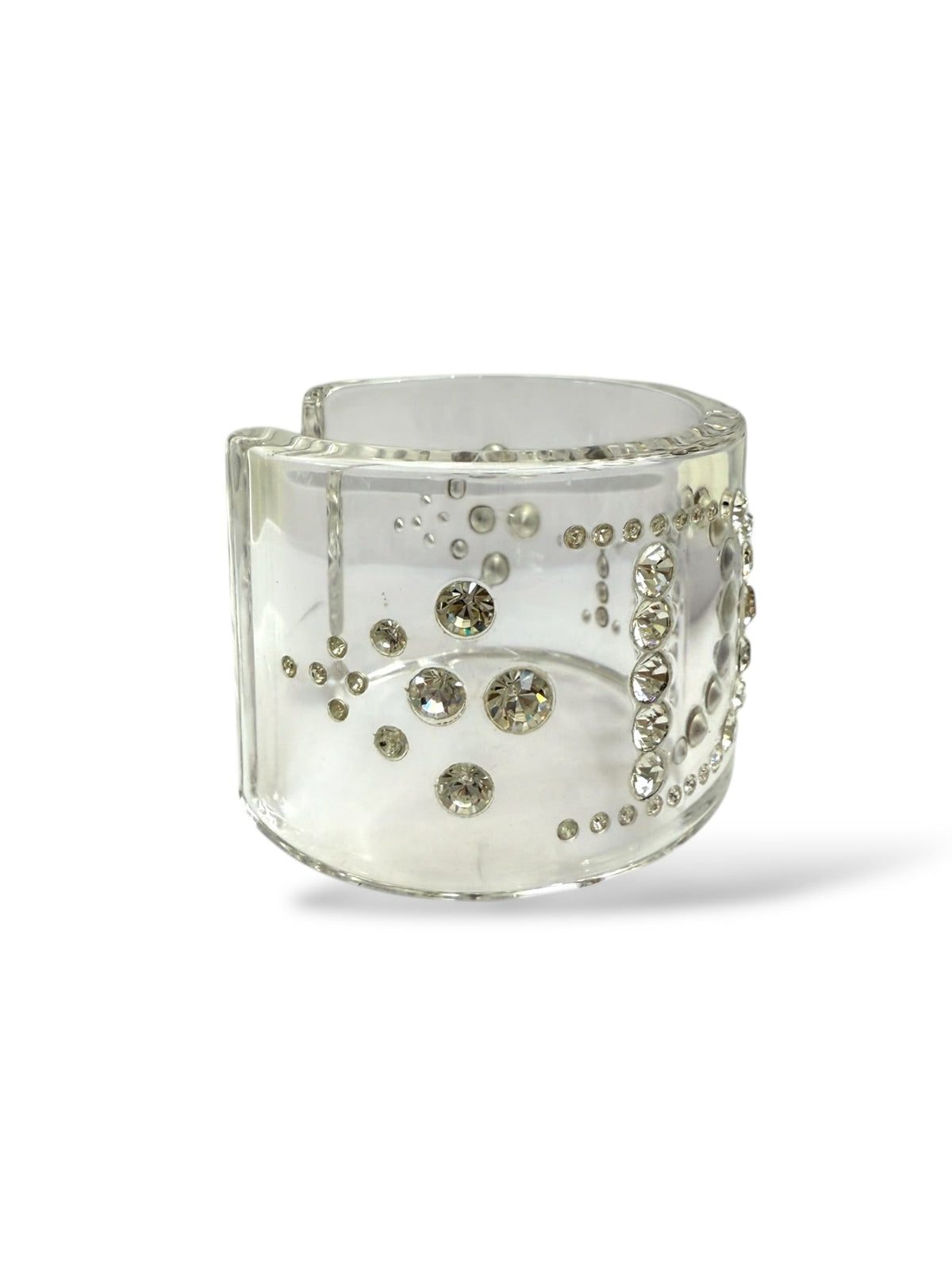 Dior Clear Resin Crystal Logo Cuff Bracelet