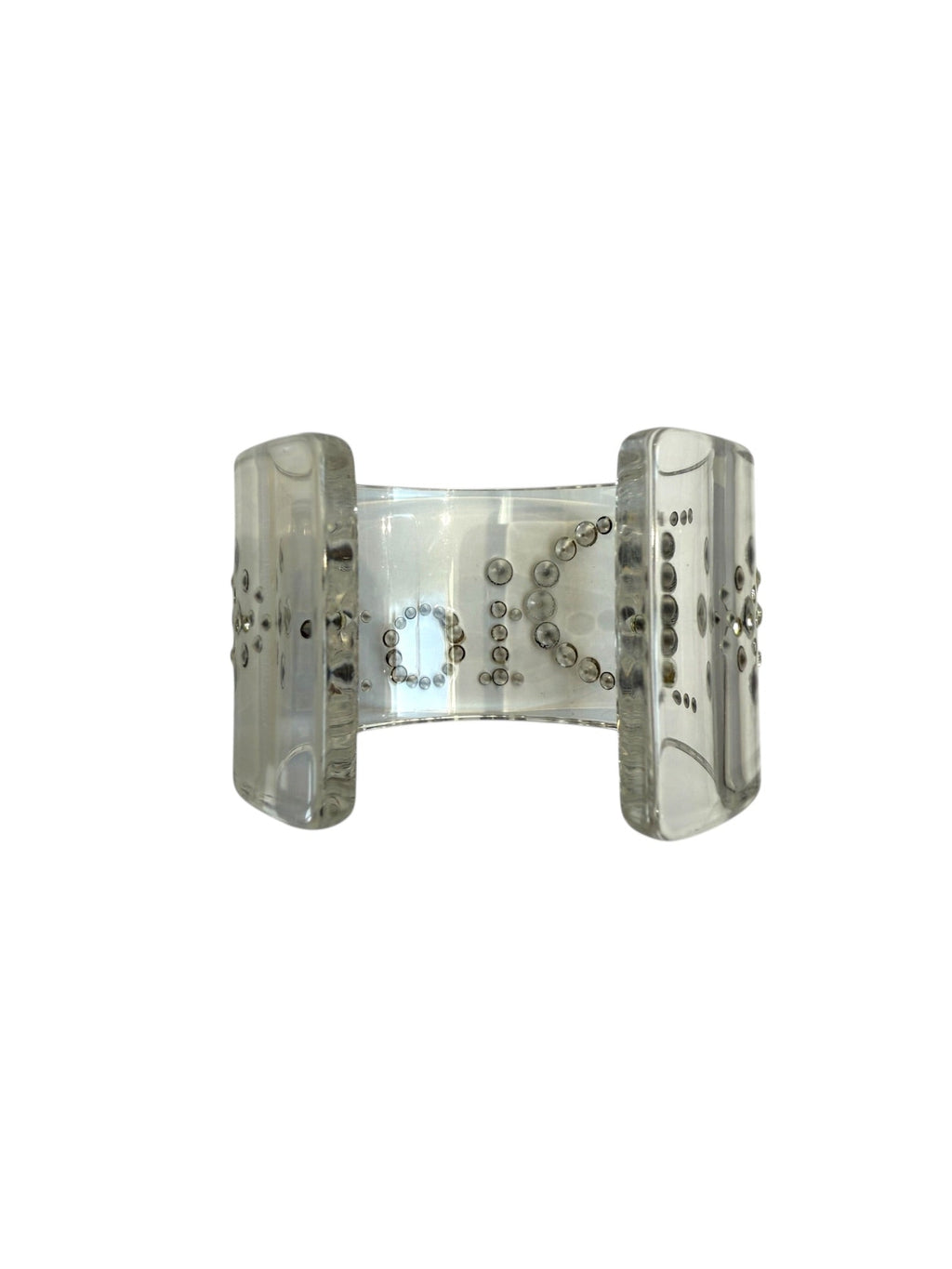 Dior Clear Resin Crystal Logo Cuff Bracelet