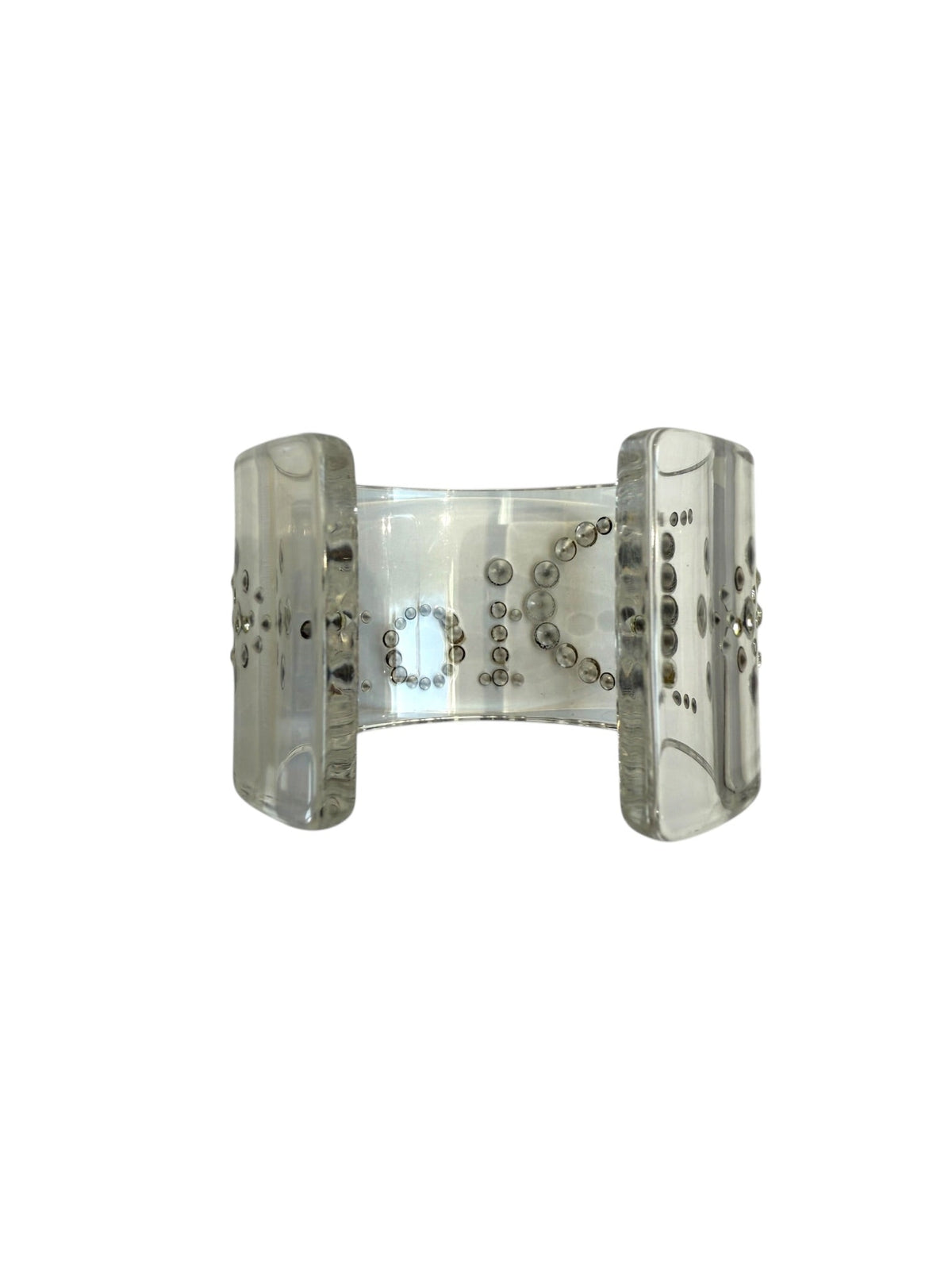 Dior Clear Resin Crystal Logo Cuff Bracelet