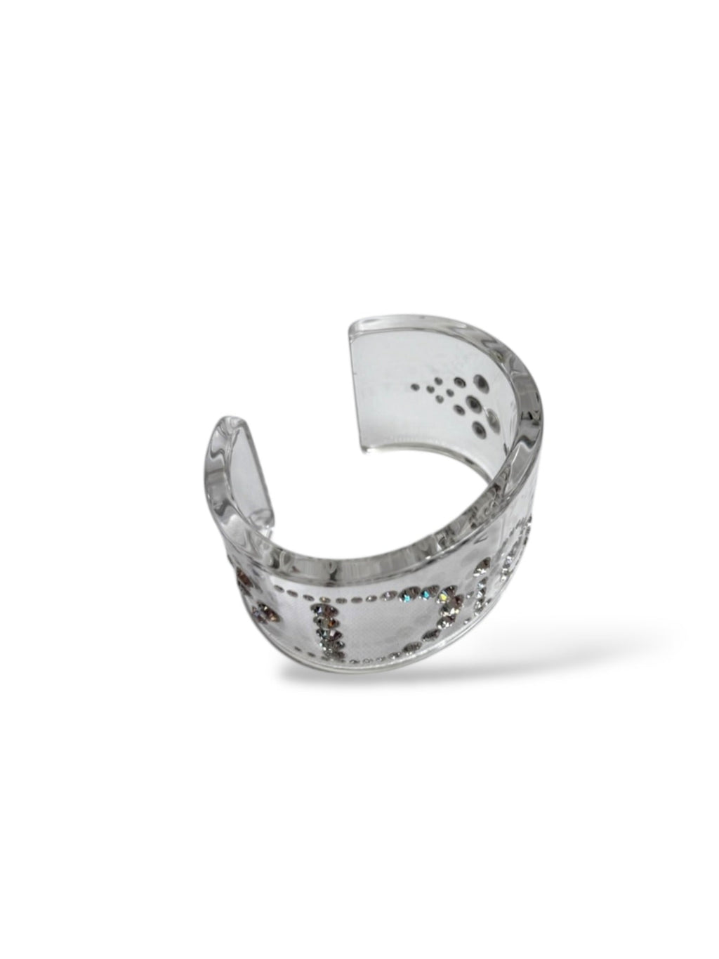 Dior Clear Resin Crystal Logo Cuff Bracelet