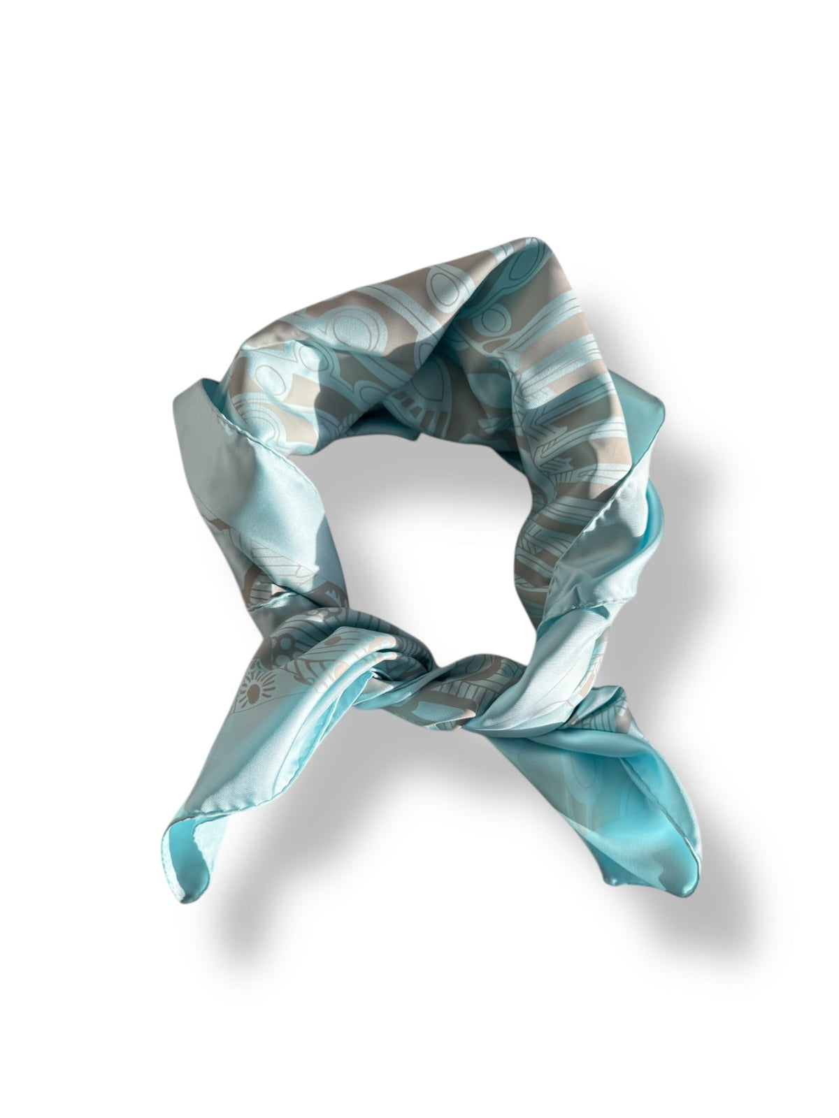 Hermès Silk Scarf Grands Fonds Pattern in Pale Blue