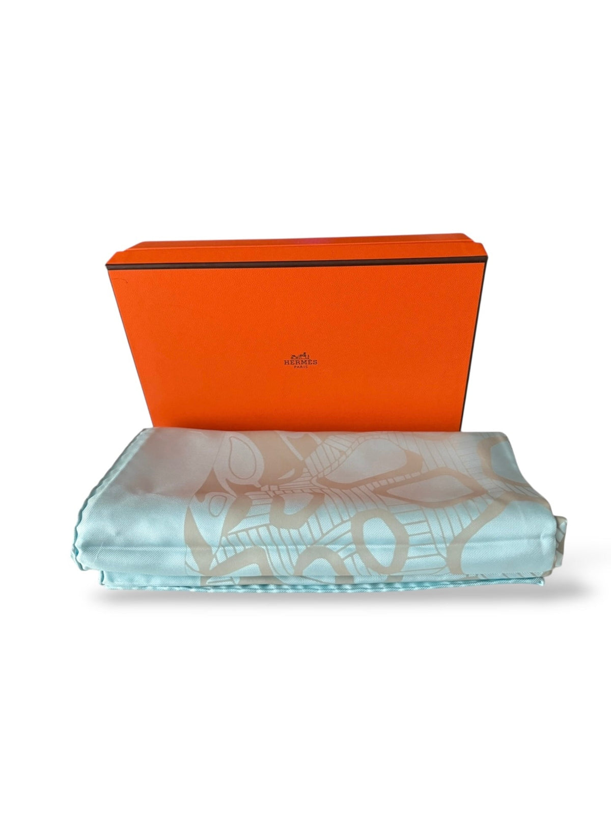 Hermès Silk Scarf Grands Fonds Pattern in Pale Blue