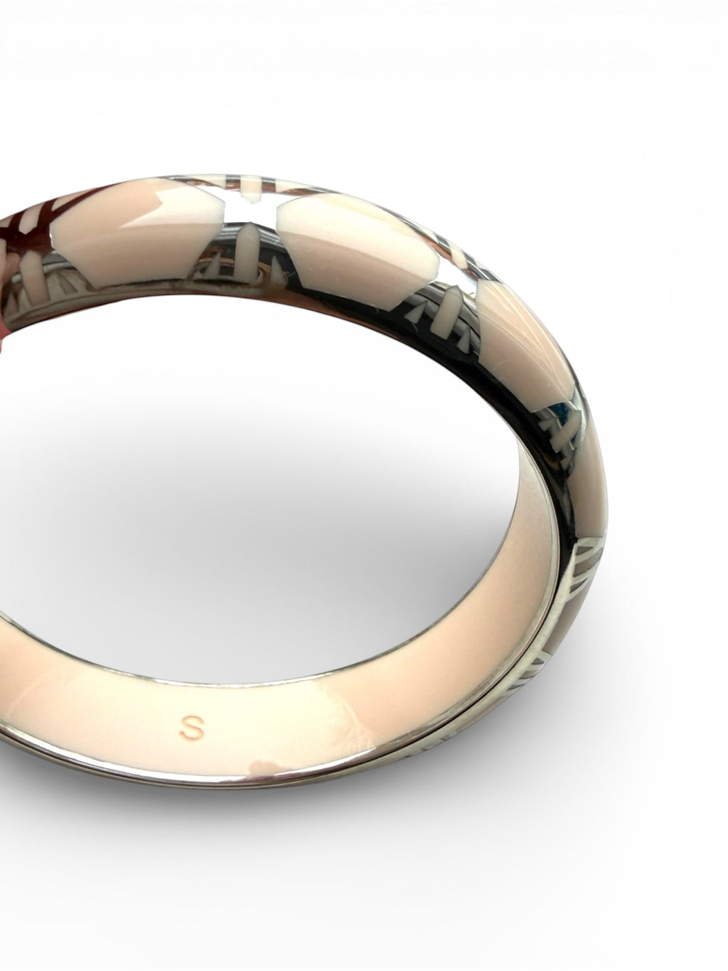 Dior Enamel Bangle Art Deco Design with Peach and Silver Tone