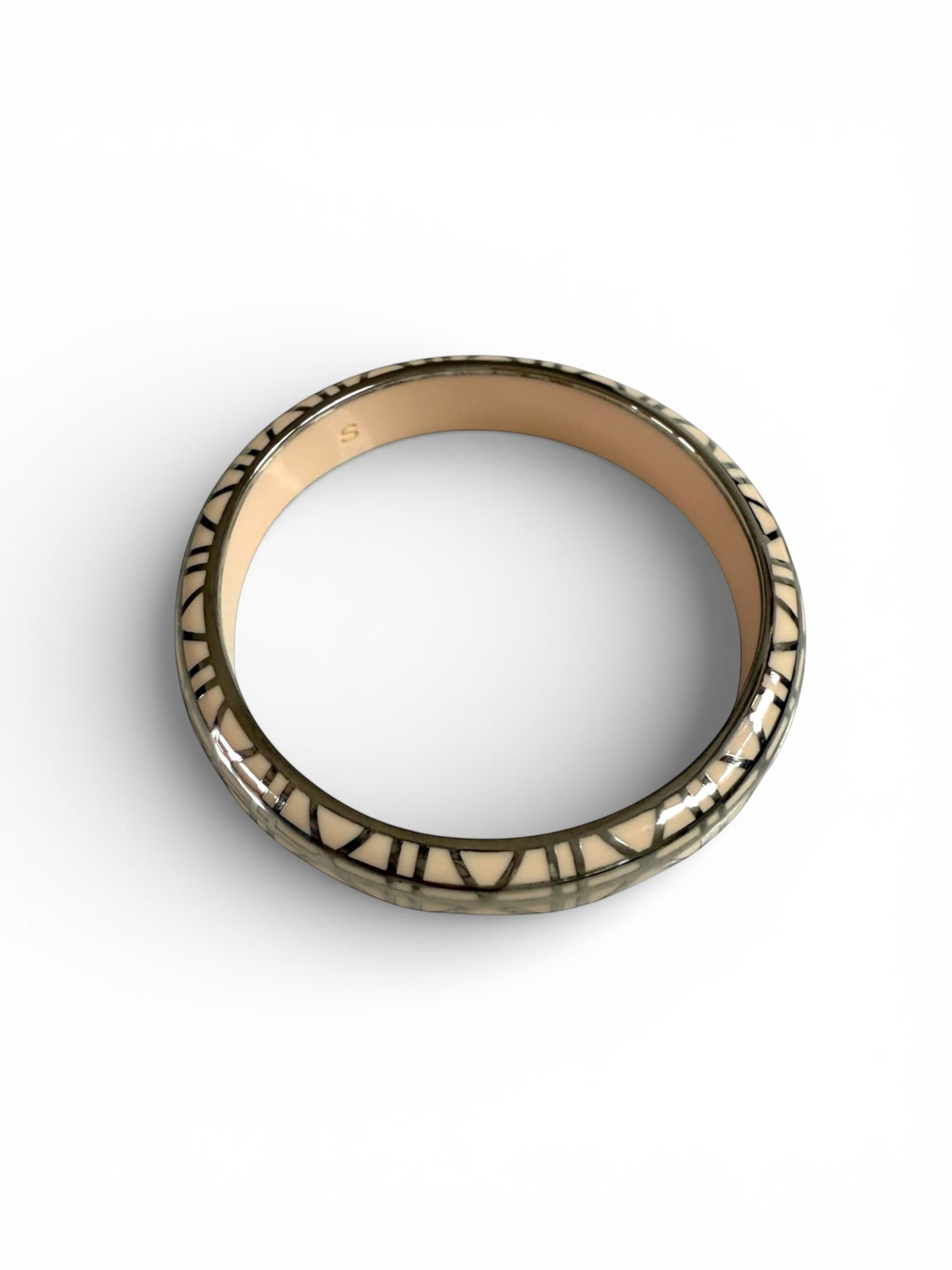 Dior Enamel Bangle Art Deco Design with Peach and Silver Tone