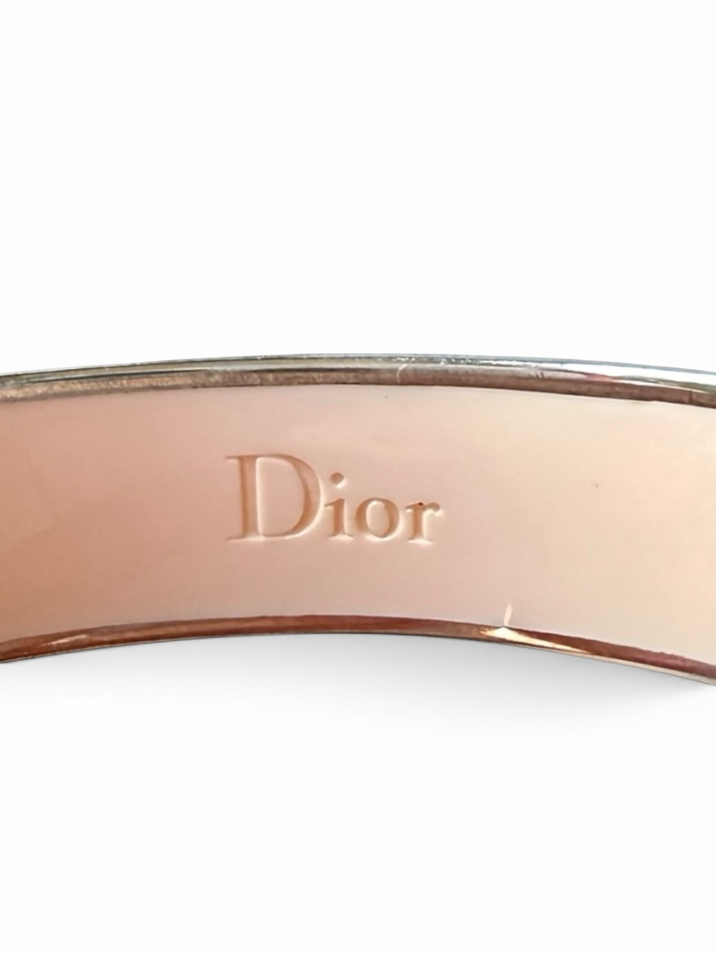 Dior Enamel Bangle Art Deco Design with Peach and Silver Tone