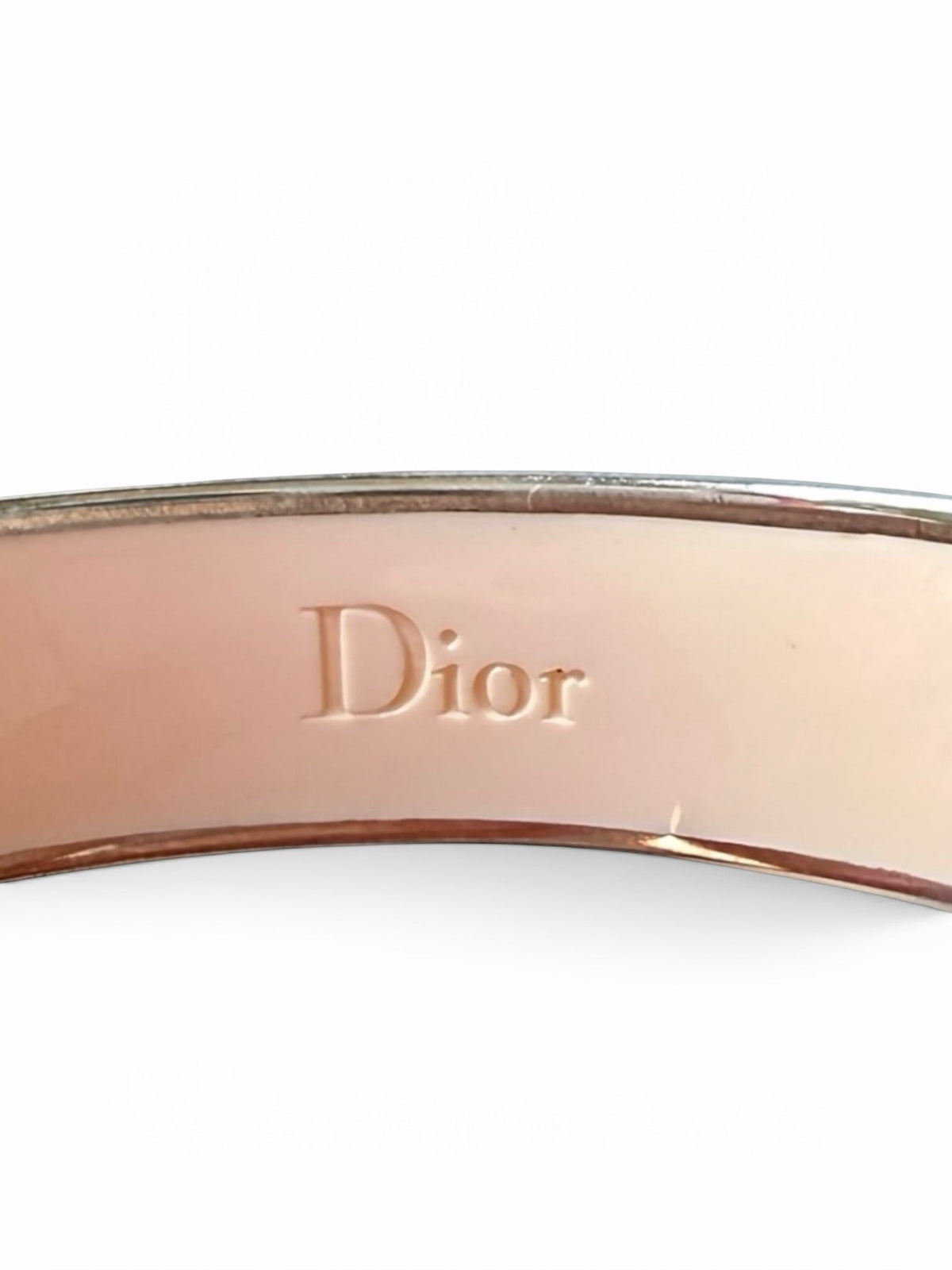 Dior Enamel Bangle Art Deco Design with Peach and Silver Tone