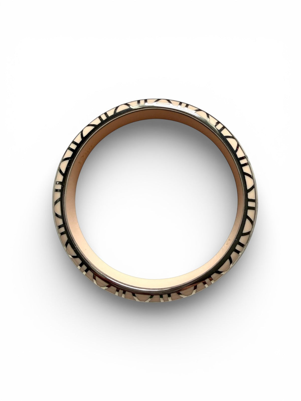 Dior Enamel Bangle Art Deco Design with Peach and Silver Tone