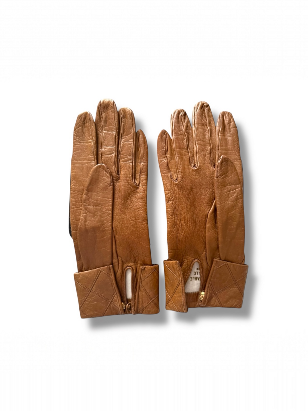 Chanel Tan Leather Matelassé Gloves