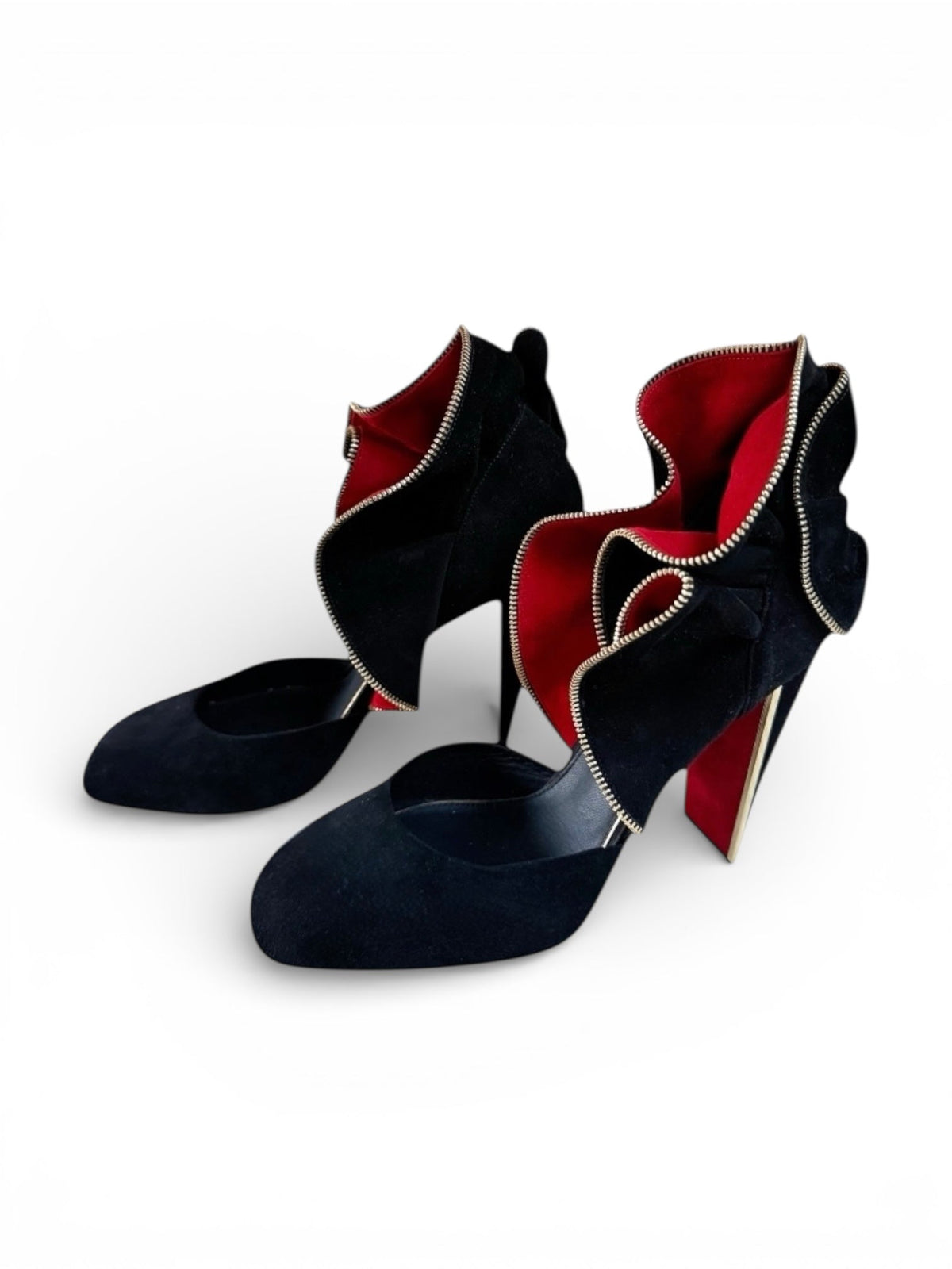 Louis Vuitton Black Round Toe High Heeled Shoes With Red Lining